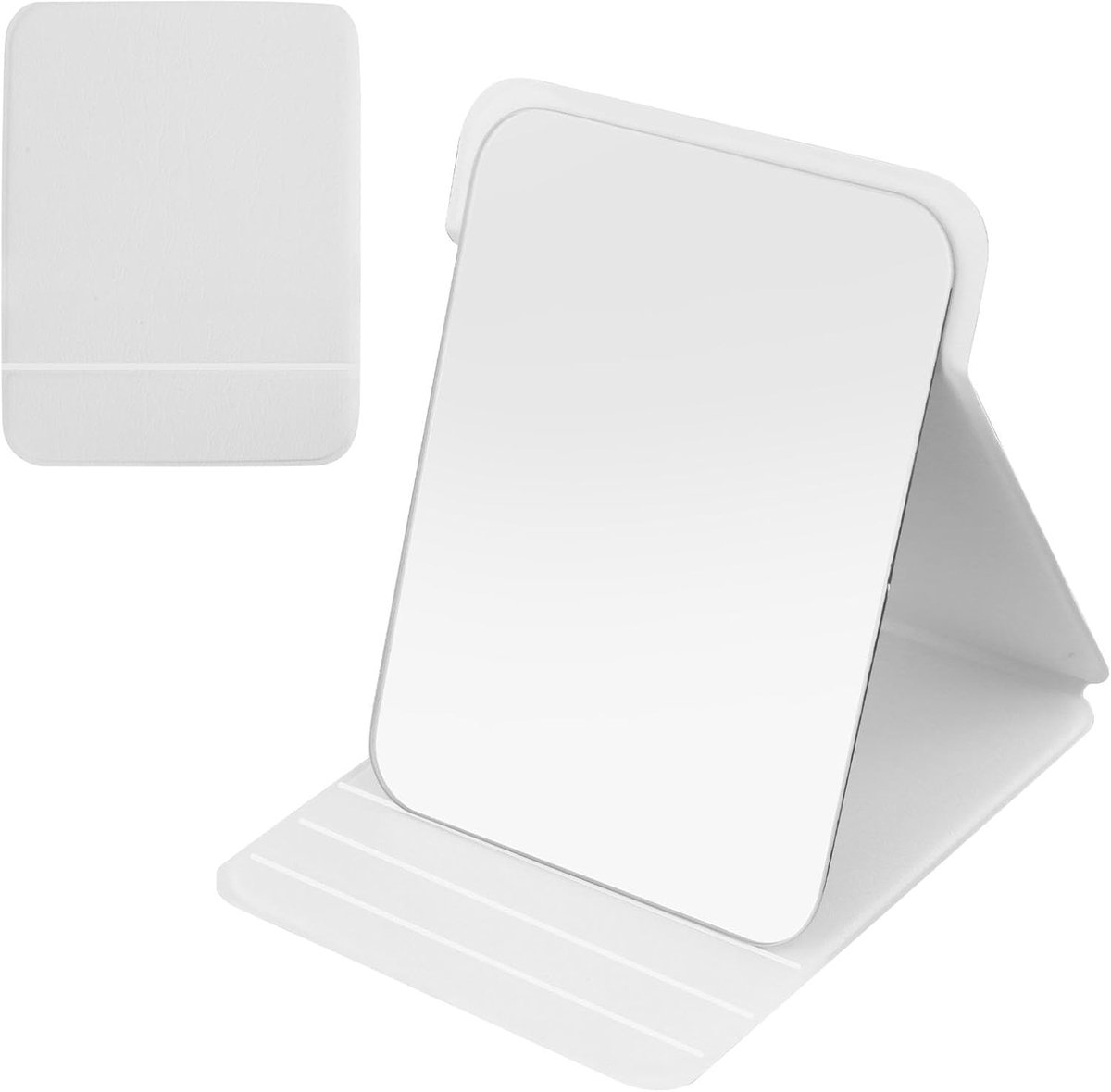 SnelShoppen - Grote Vouwbare Reismirror, 20.5 x 15.5 cm, Draagbare Make-up Spiegel, Staande HD Glas Cosmetica Spiegel voor Thuis, Kantoor, Reizen en H