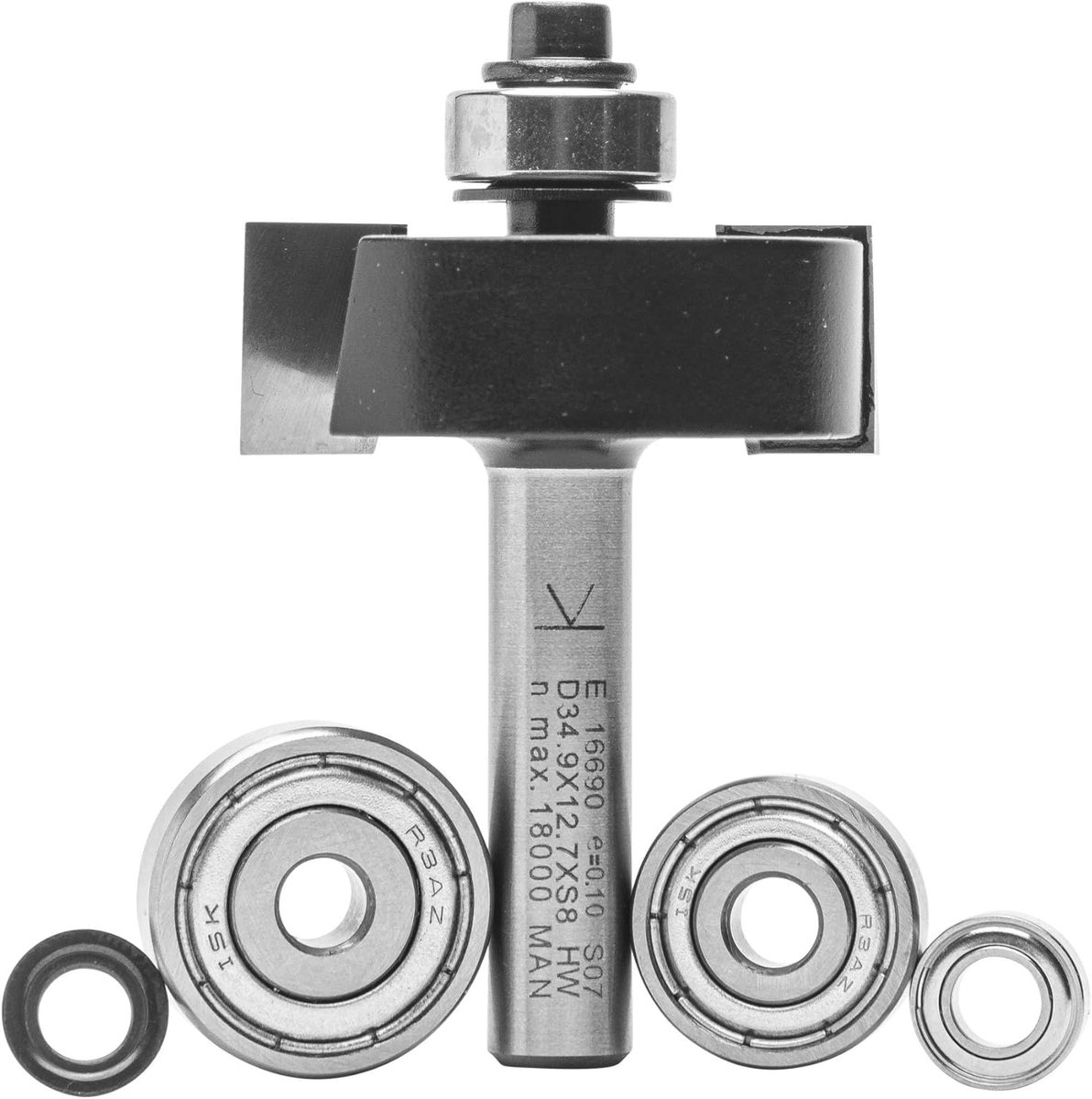 SnelShoppen - Rebate Cutter Set met 4 Ball Bearings, 8 mm Shank Diameter, Carbide Materiaal, Frees Dieptes 7.9-12.7 mm, Voor Houtbewerking en DIY Proj