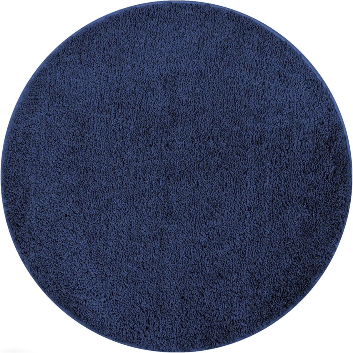 SnelShoppen - Luxe Badmat Rond 67cm Blauw - Waterabsorberende Badkamer Tapijt - Zachte Hoge Pool Antiallergisch Mat voor Toilet Douche en Bad - Ideaal