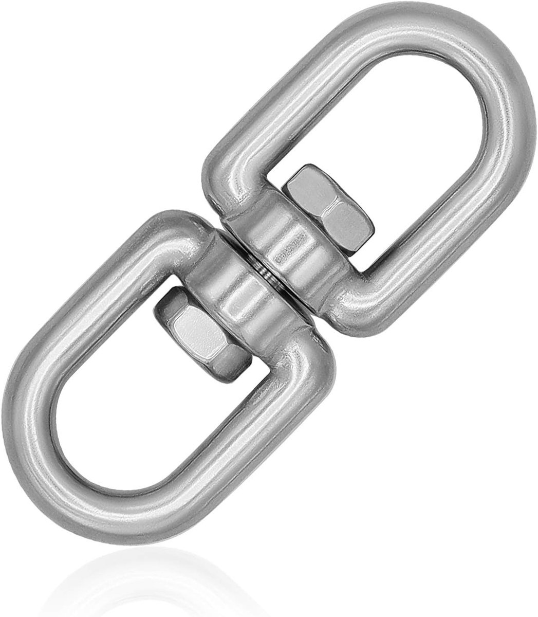 SnelShoppen - RVS Swivel Vertebra I 6mm M, BS 900kg I 360° Draaibaar voor Hangstoelen, Bokszakken, Draai Grill, Schommels I Hoogwaardige Sterkte & Wee
