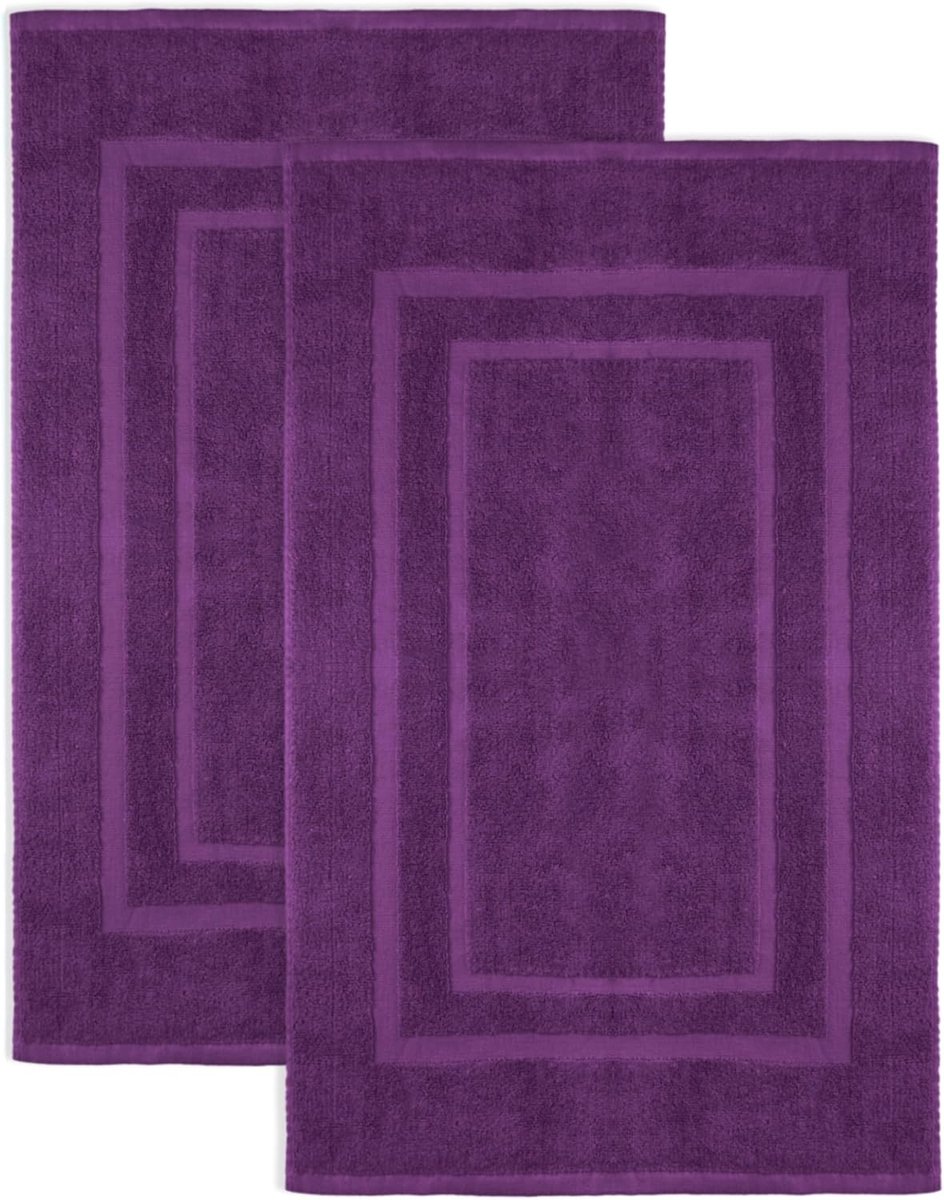 SnelShoppen - Set van 2 Premium Terry Katoenen Badmatten 50x80cm - Zacht, Absorberend, Paars - Voor Badkamer, Douche en Wellness