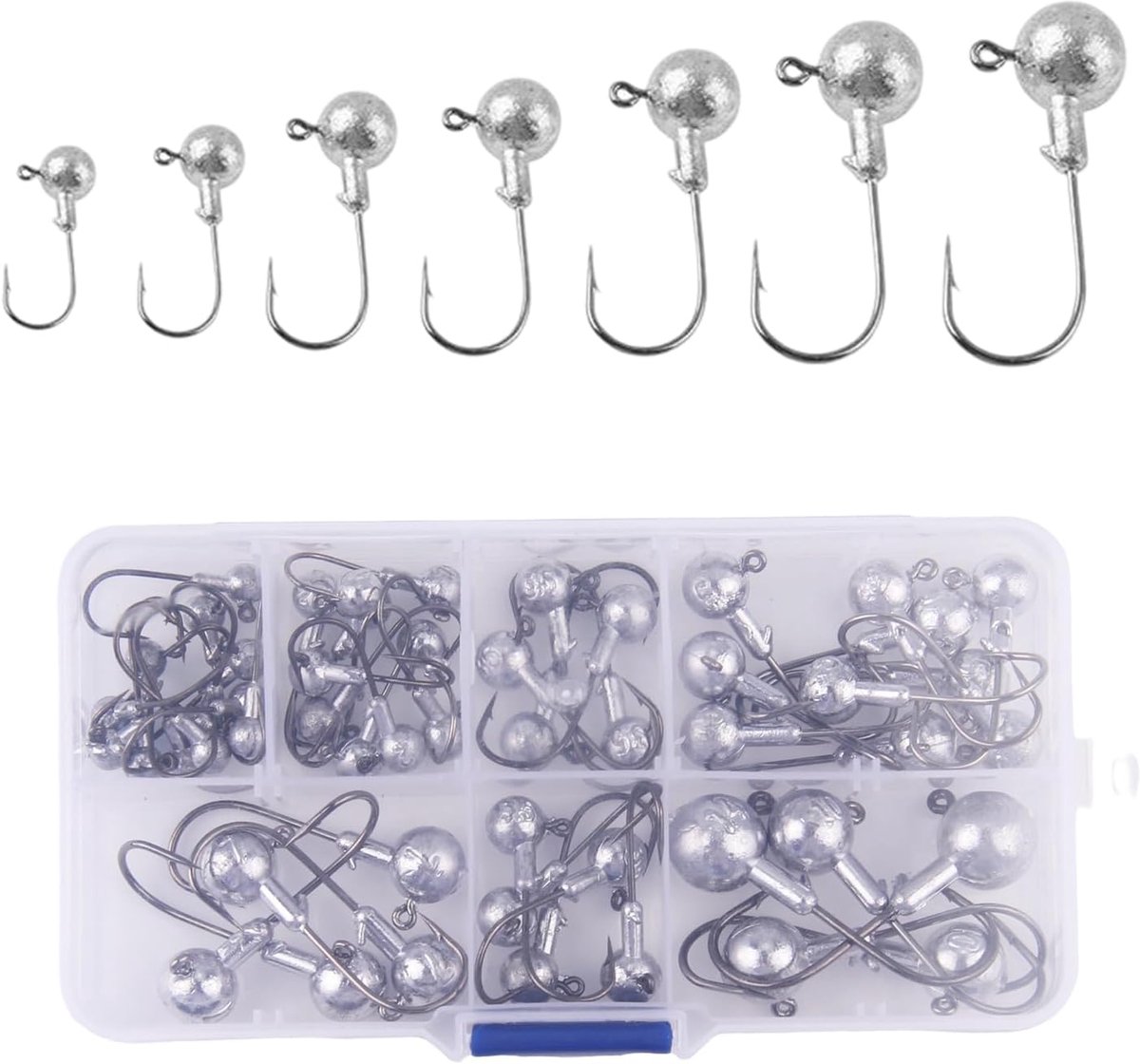 SnelShoppen - 52pcs Vissen Haakset Spinning 6 Maten | Zee & Zoetwater Forelvissen | Hoogwaardige Loodkoppen 1G tot 14G | Duurzame Vissen Accessoires