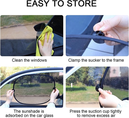 SnelShoppen - Auto Zonwering Set - UV Bescherming - 5 Stuks Zonnebrandfolie voor Auto Ramen - Achterruit en Zijruiten - Inclusief Zuignappen - 100x50 van Snelshoppen — afbeelding 2