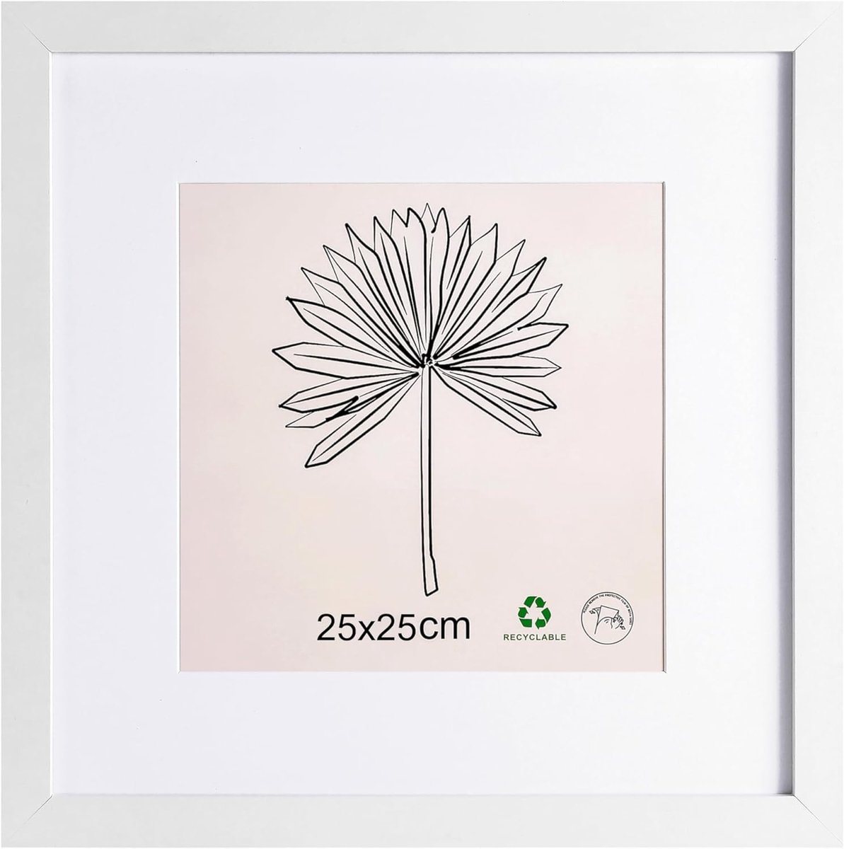 SnelShoppen - Foto Lijst 25 x 25 cm met Passepartout - Houten Fotolijst met Acrylglas voor Verticale en Horizontale Hang - Perfect voor Foto's, Poster