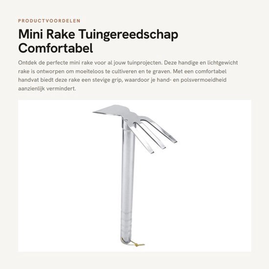 Dailygoods- Tuingereedschap met comfortabel handvat - Klauwhark - Lichtgewicht - Duurzaam - Cultivatiegereedschap - Afmeting 39 cm x 22 cm - Tuingereedschapset van Dailygoods — afbeelding 2