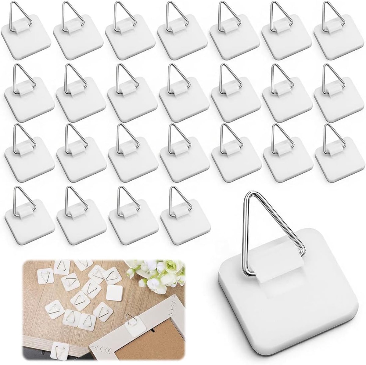 SnelShoppen - Pack van 40 Sterke Stickers voor Foto's, Wandplaten, Wandhaken, Hechthaken voor Muurdecoratie, Geen Spijkers Nodig, Ideaal voor Thuis &