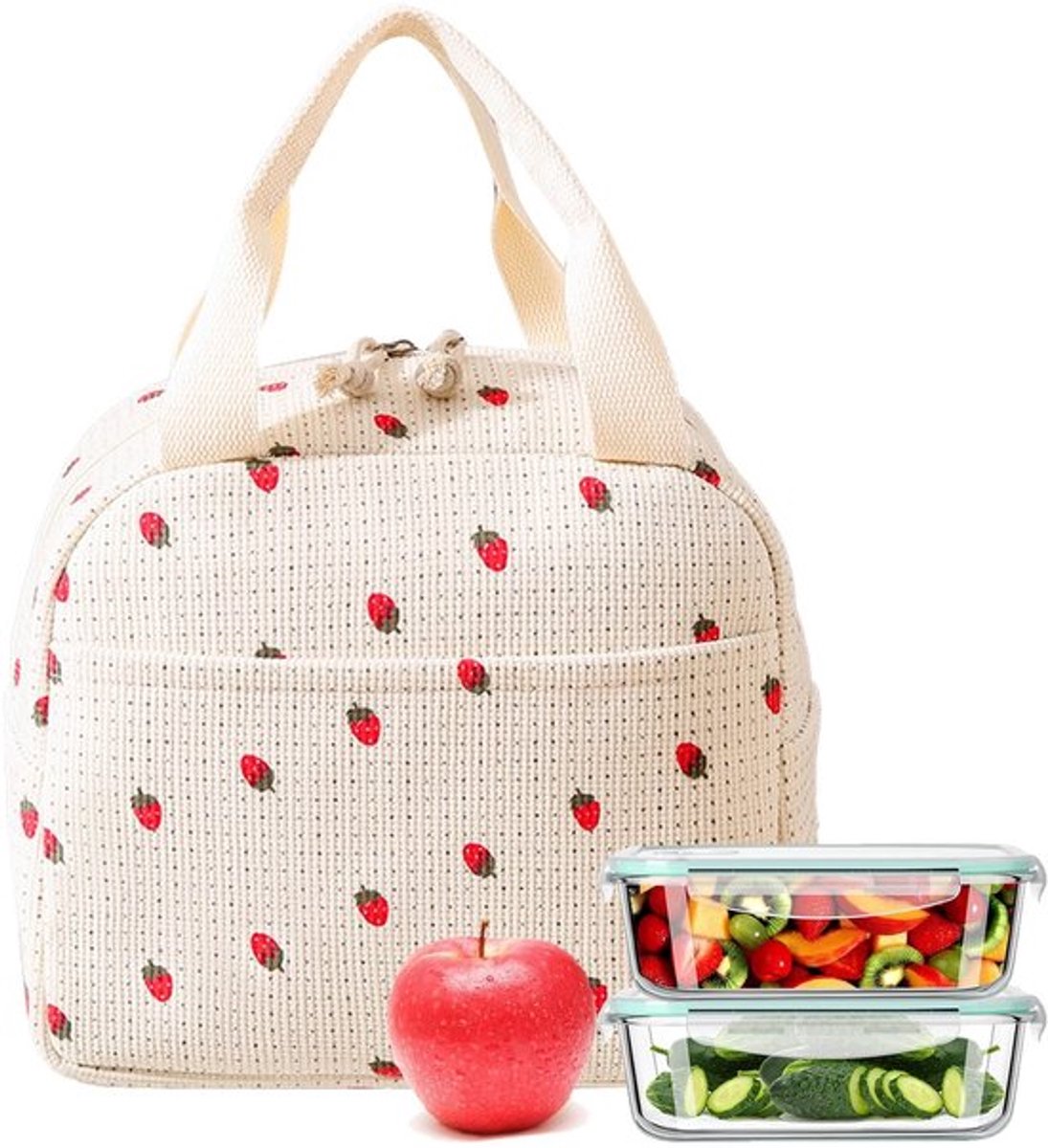 Lunchtas waterdicht - Koeltas - Dubbellaags - 26 x 21 x 18 cm - Schouderriem voor dames - Voor kantoor en school