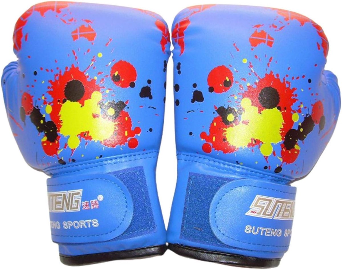 SnelShoppen - 1 Paar Bokshandschoenen voor Kinderen 2-11 Jaar - PU Cartoon Sparring & Training - Blauw - Ideaal voor Kickboxing, Punching Bag & Focus