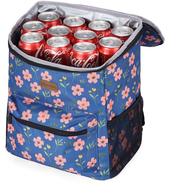 Packaway Koeltas Rugzak 25L - Incl. 2 gratis koelelementen - Incl. gratis flessenopener - Waterafstotend - Anti diefstal vak - 4 Laags geïsoleerd - Blue Blossom van Packaway — afbeelding 5