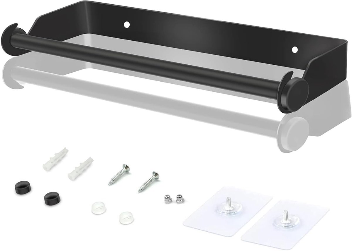 Rollhouder van RVS voor Keuken en Badkamer, Wandmontage, Zelfklevend of Te Boren, Ideaal voor Keukenpapier en Handdoeken