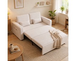 Xbro Slaapbank 2 persoons,3-in-1 Opvouwbare Bank en Bankstel met Slaapfunctie,Comfortabele Zetelbed en Tweepersoonsbed voor Woonkamer en Slaapkamer,Beige