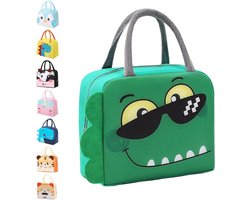 Lunchtas voor Kinderen - Groene Dinosaurus Design - Isolerende Koeltas voor Lunchbox en Drinkfles - Opvouwbare Lunchtas met Aluminiumfolie - Draagbare Koeltas met 3D Cartoon - Minimale titel met 82 tekens.