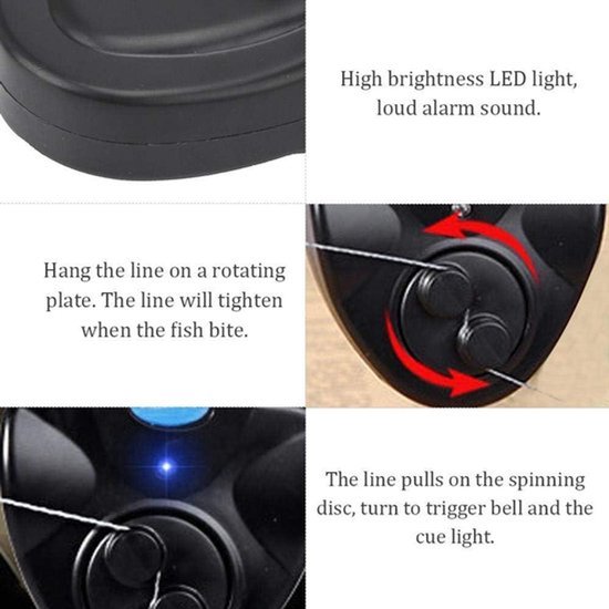 Elektronisch Bijtalarm met LED Licht en Geluid voor Nachtvissen met Hengel Clip. — afbeelding 2