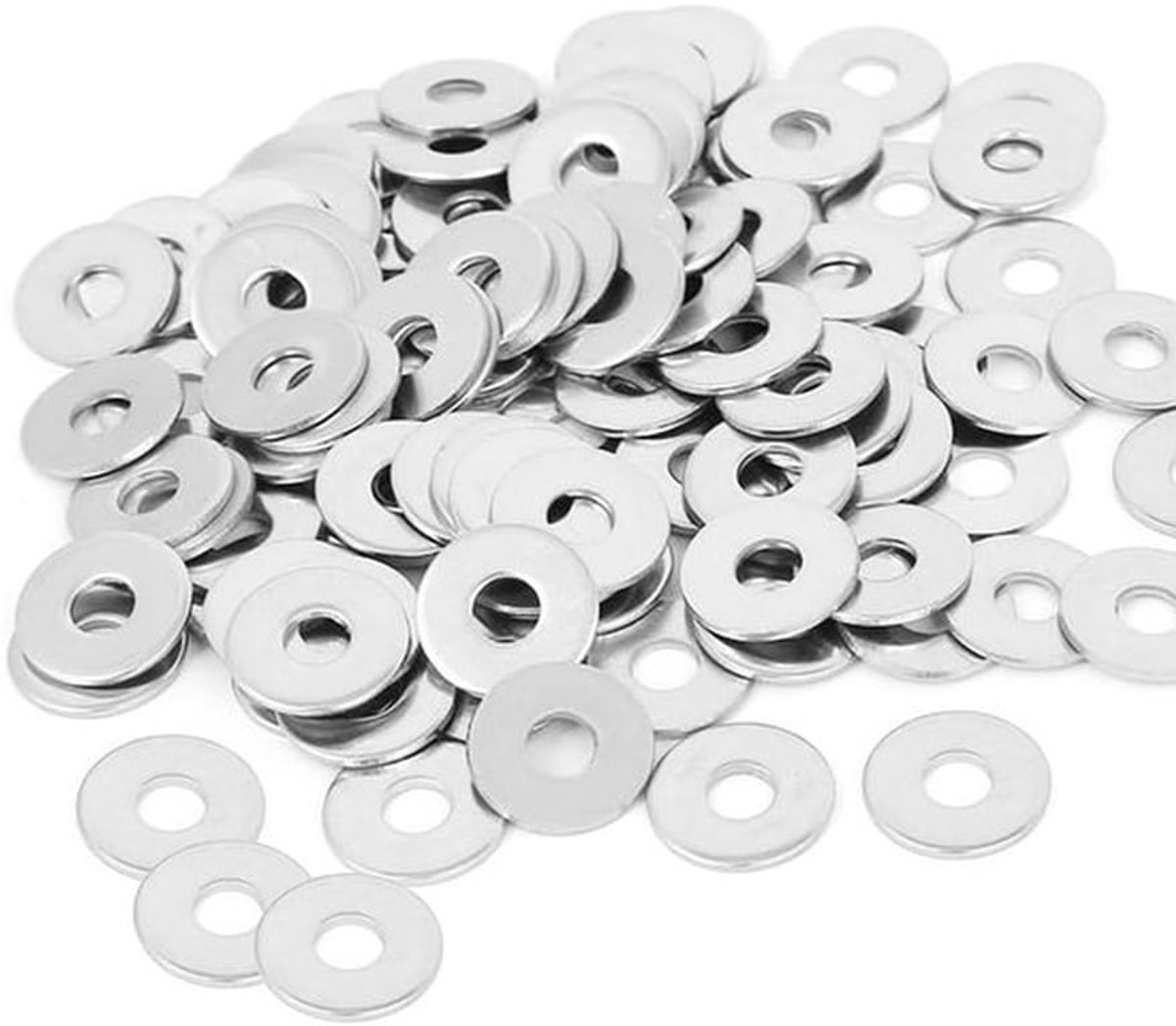 Platte Sluitringen 150 Stuks - Roestvrij Staal 304 - M5 x 15 mm - Zilver - Hoge Hardheid - Transparante Doos