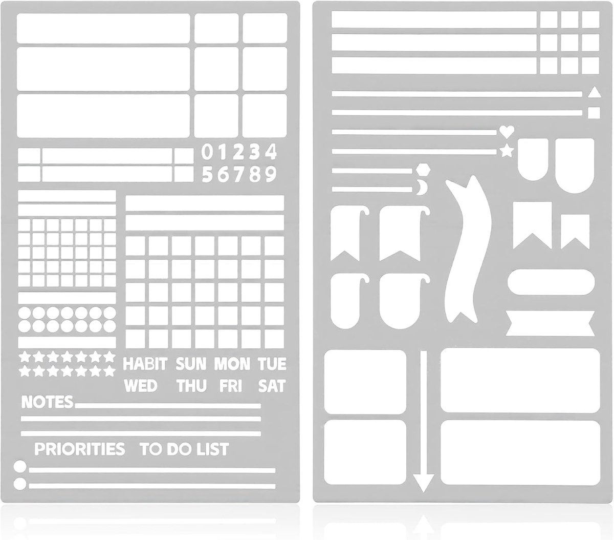 SnelShoppen - 2 Pcs Herbruikbare Stalen Journal Stencils - Dagboek DIY Scrapbooks sjablonen, Habit Tracker, Wekelijkse Spread, A5, Hoogwaardige Materi