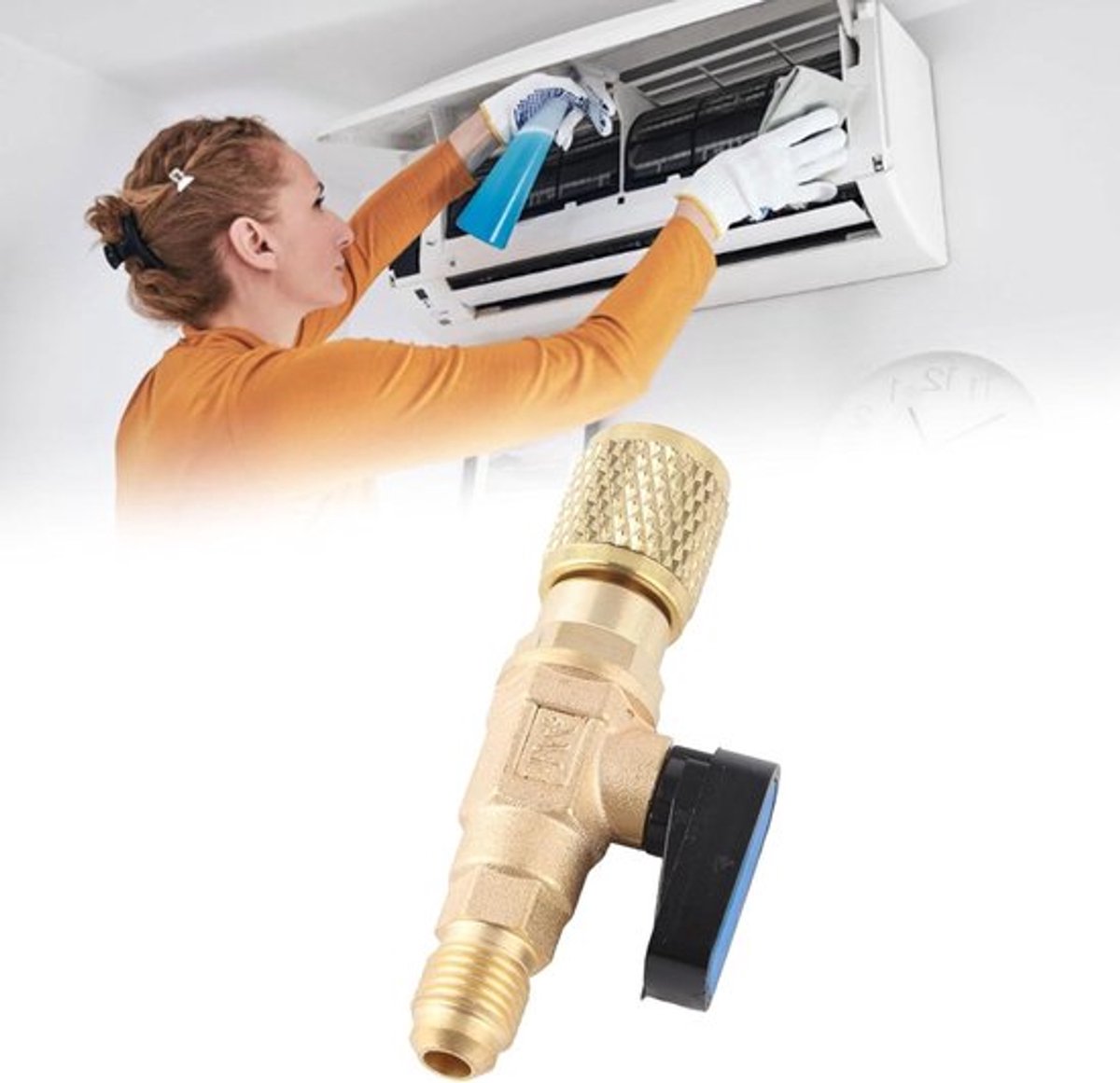 Kogelkraan voor R22-adapter 1/4 Inch - Mini Split-systeem - Geel