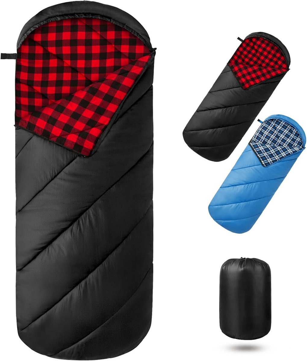 Thijox - Slaapzak 3-4 seizoenen - Flanellen Winter Slaapzak - Warme Outdoor Dekenslaapzak - Ultralicht Waterdicht - Compact voor Kamperen, Reizen en W