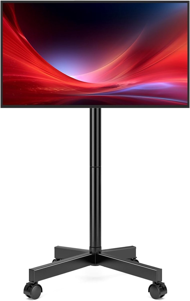 SnelShoppen - Mobiele TV Stand voor TV's 23-60 inch, TV Kar met Wielen, Vloerstandaard voor TV's tot 35 kg, Max. VESA 400x400 mm, Ideaal voor Woonkame