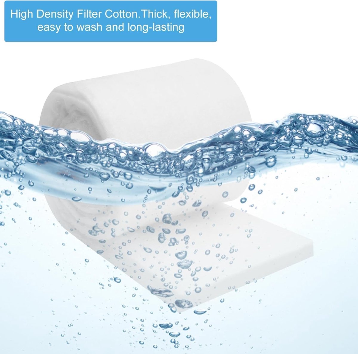 SnelShoppen - 2 m Aquariumfilterspons, Verdikte Filtermat, Wit Filterwatten voor Aquaria, Filterpads voor Visvijvers, 12 cm x 3 cm, Milieuvriendelijk,