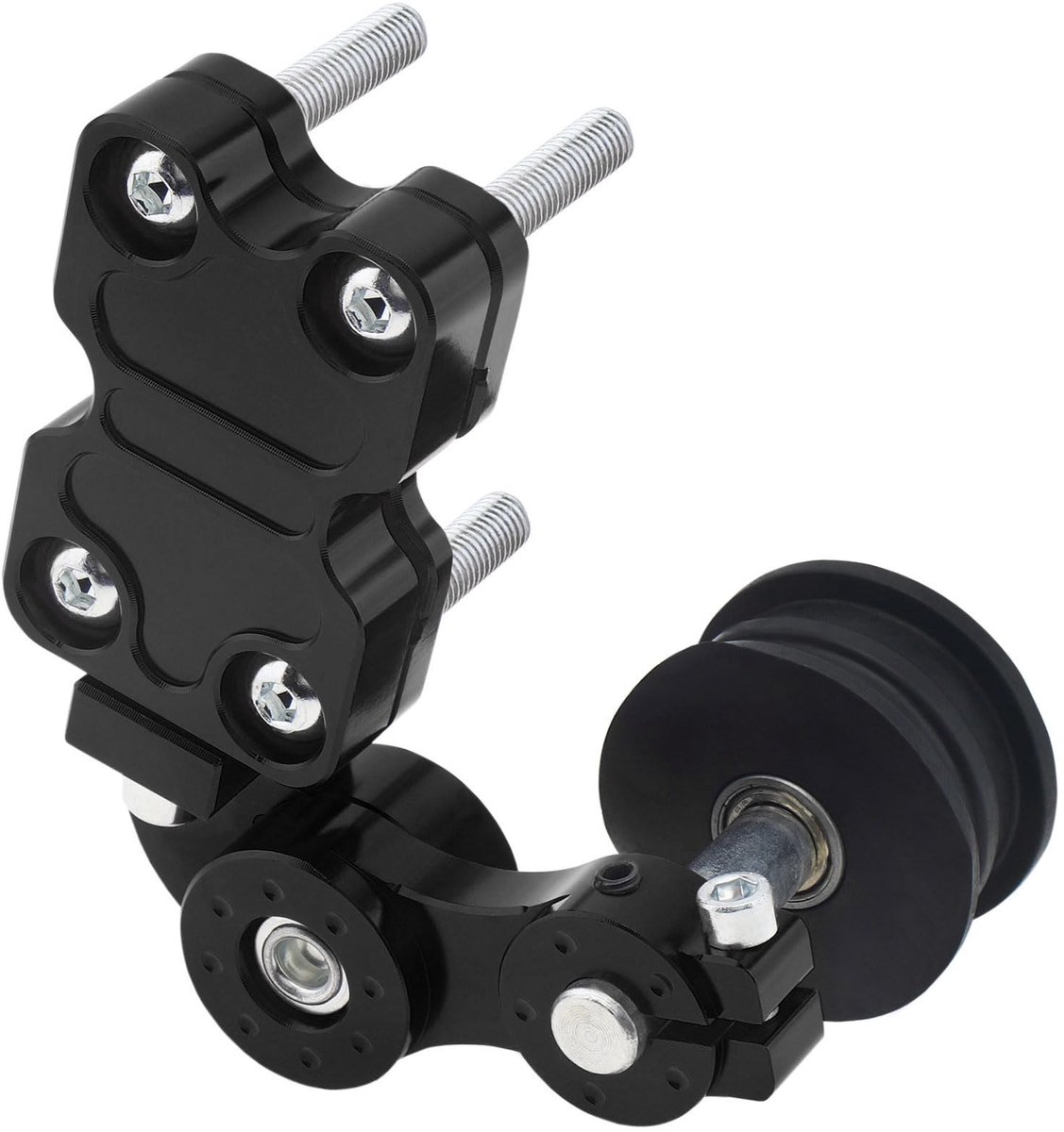Namajunas - CNC Aluminium kettingspanner voor motorfietsen - Motorfiets accessoire - Universeel kettingsteller - Motorfiets Onderdeel - Verlengt de gebruiksduur van uw motorfiets ketting - Kettinggeleider - Zwart