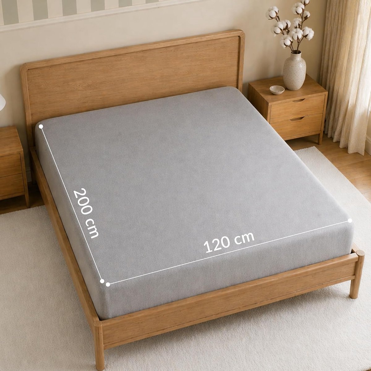 SnelShoppen - Fitted Sheet 120 x 200 cm - 100% Katoen Jersey - Grijs - Oeko-Tex Gecertificeerd - Ademend - Perfecte Pasvorm - Diepe Hoeken