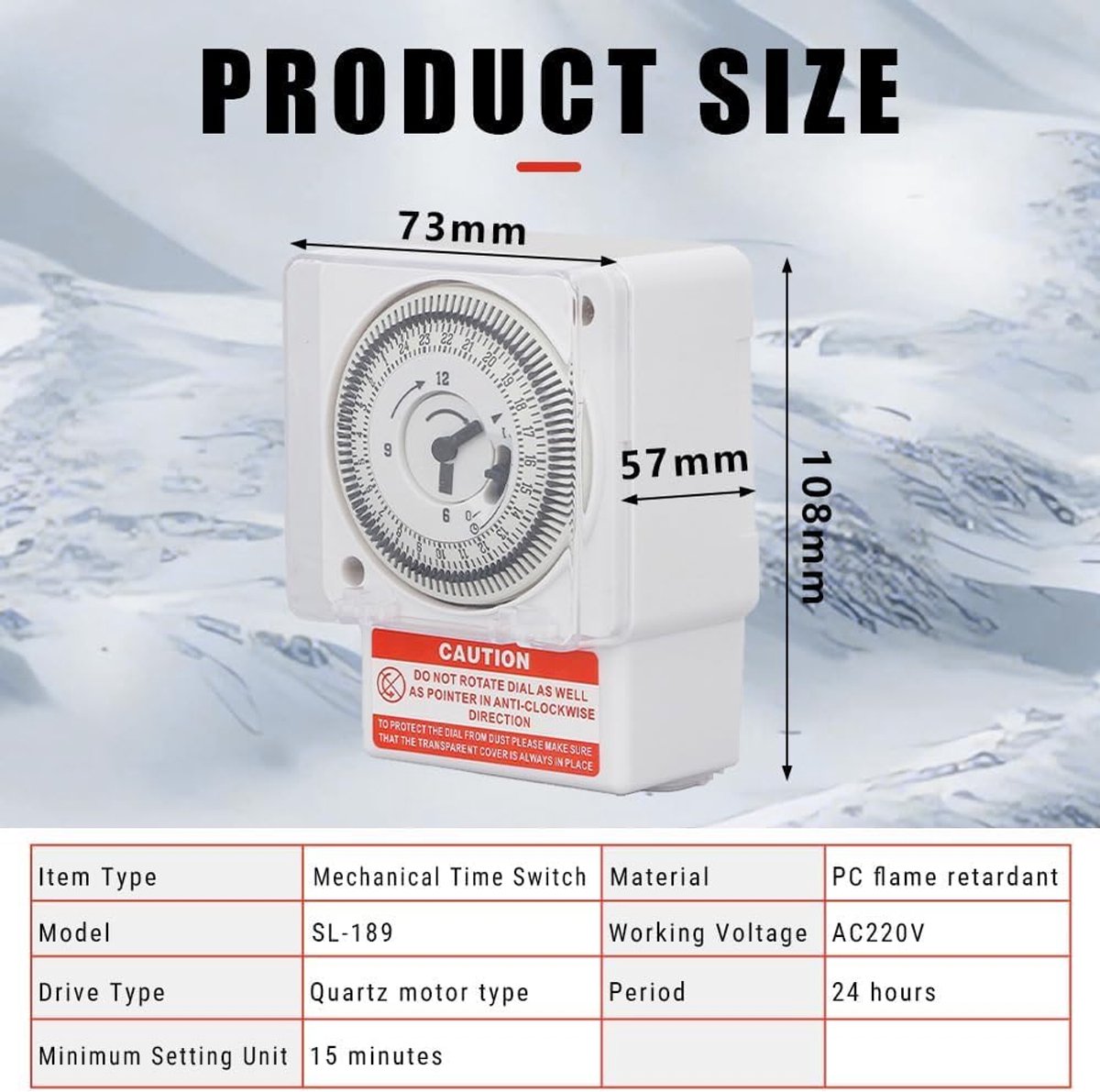 SnelShoppen - Mechanische Tijdschakelaar SL-189, 24 Uur Timer 220V voor Transformatorstation, Supermarkt en Thuisomgeving, Eenvoudig Afleesbaar met Mi