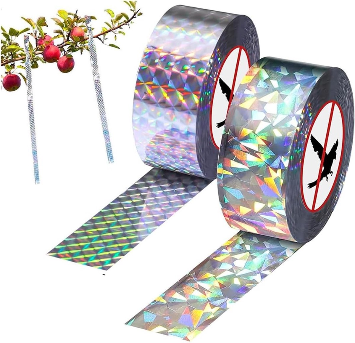 Pigeon Afschrikmiddel, 2 Rollen van 50 m x 2.3 cm, Reflecterende Band voor Tuin, Binnenplaats en Balkon, Effectieve Oplossing tegen Vogels