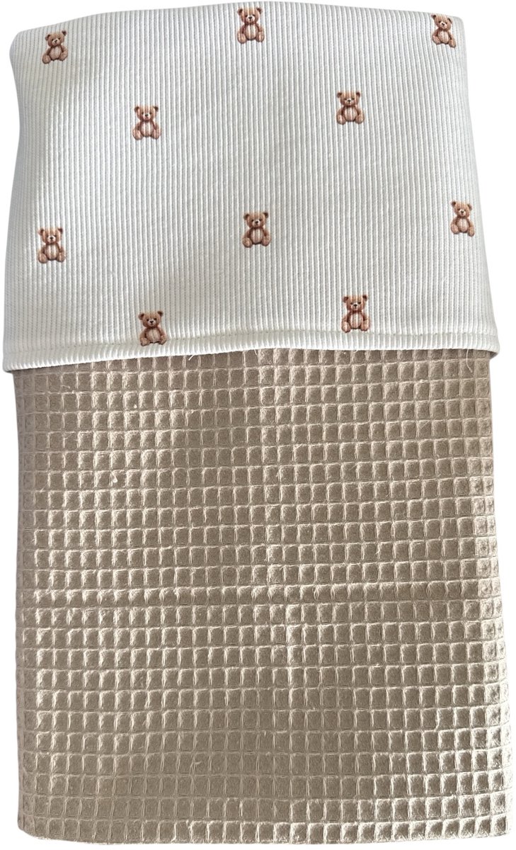 Baby deken kinderwagen deken wieg deken zand ecru beige rib beertje 60 x 90 cm
