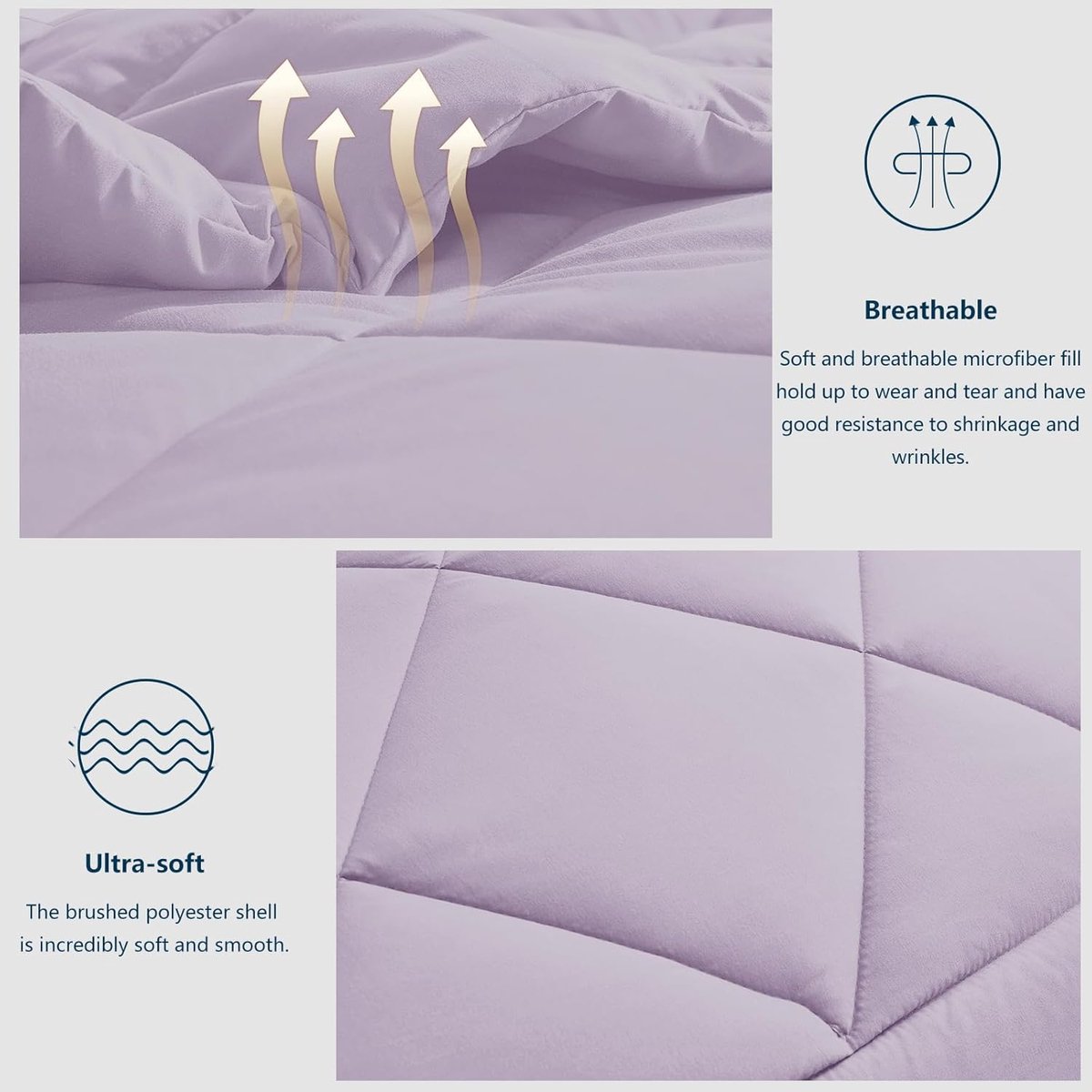 SnelShoppen - Microfibre Duvet 300 g/m² voor Tweepersoonsbed 220 x 240 cm - Warm, Dikke Vulling, Paarse Kleur, Ideaal voor Jaar-Rond Gebruik