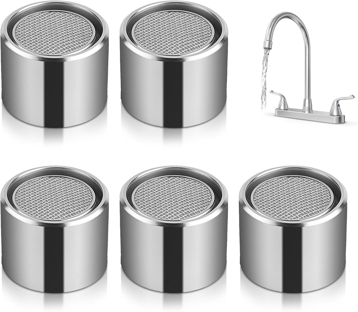 SnelShoppen - 5 Pcs Badkamer Jet Regulator Filter Keukenkranen Messing Lichaam met Draad, Vervangonderdeel voor Keuken en Badkamer met Seal