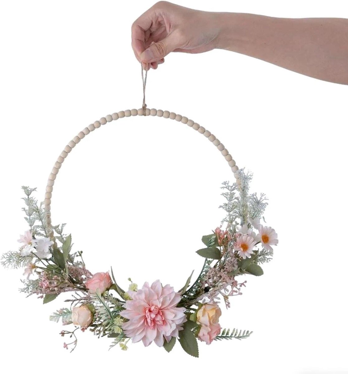 SnelShoppen - Decoratieve Deurkrans voor Elk Seizoen met Orchideeën en Gedroogde Bloemen - Weerbestendig, Onderhoudsvriendelijk, 41 cm - Perfect voor