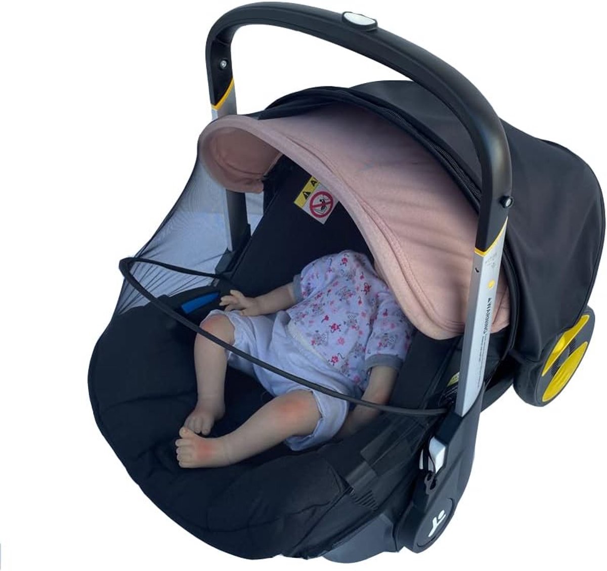 SnelShoppen - Muggennet voor Kinderwagen, Insectenbescherming met Voetzak, Zwart, Geschikt voor Doona, Sterk Polyester, Eenvoudige Installatie, Perfec