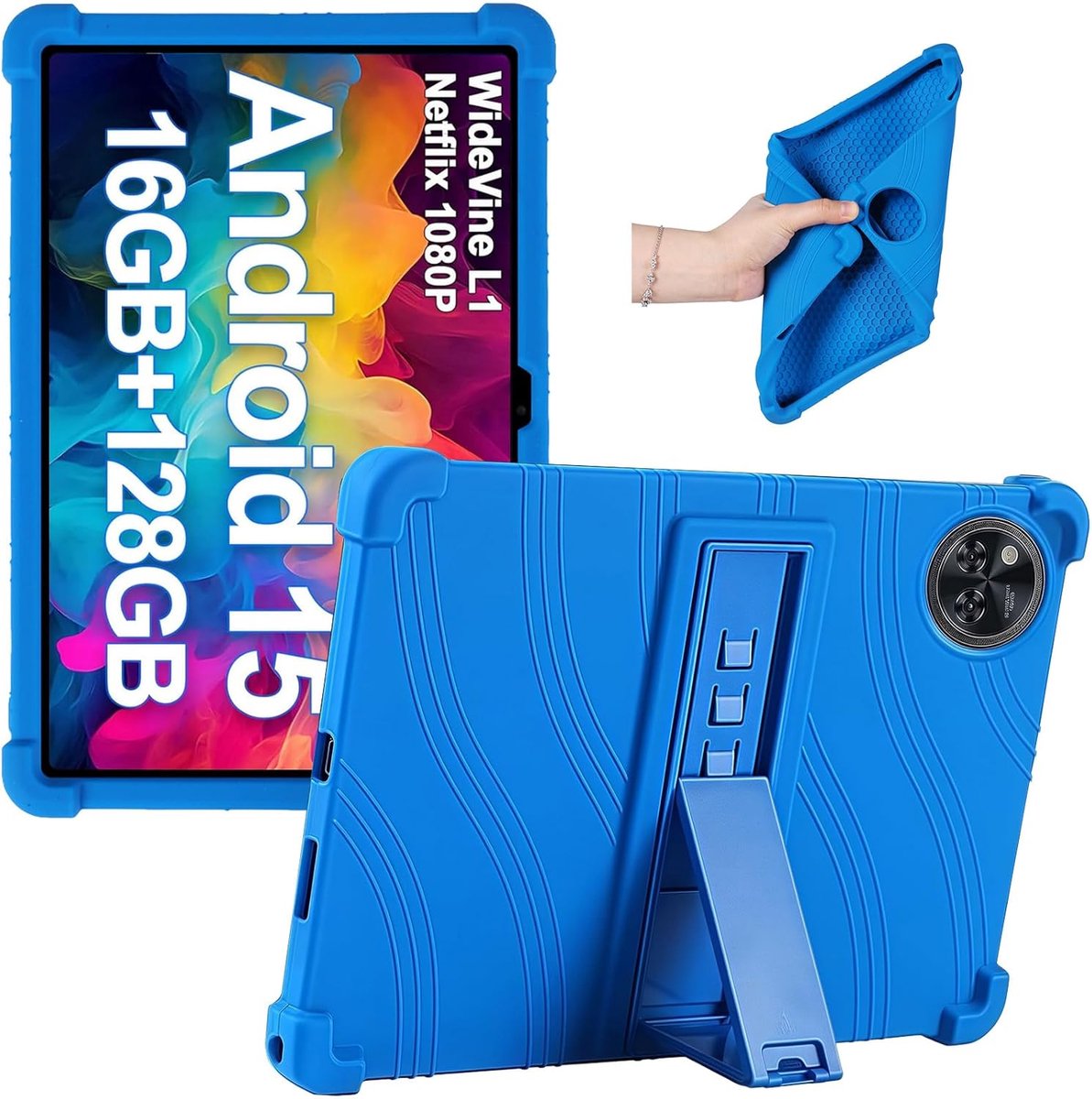 SnelShoppen - Silicone Tablet Case voor 11 Inch DOOGEE U11 Pro / U11 2025 - Shockabsorberende Hoes met Kickstand - Blauw - Perfect voor Bescherming en