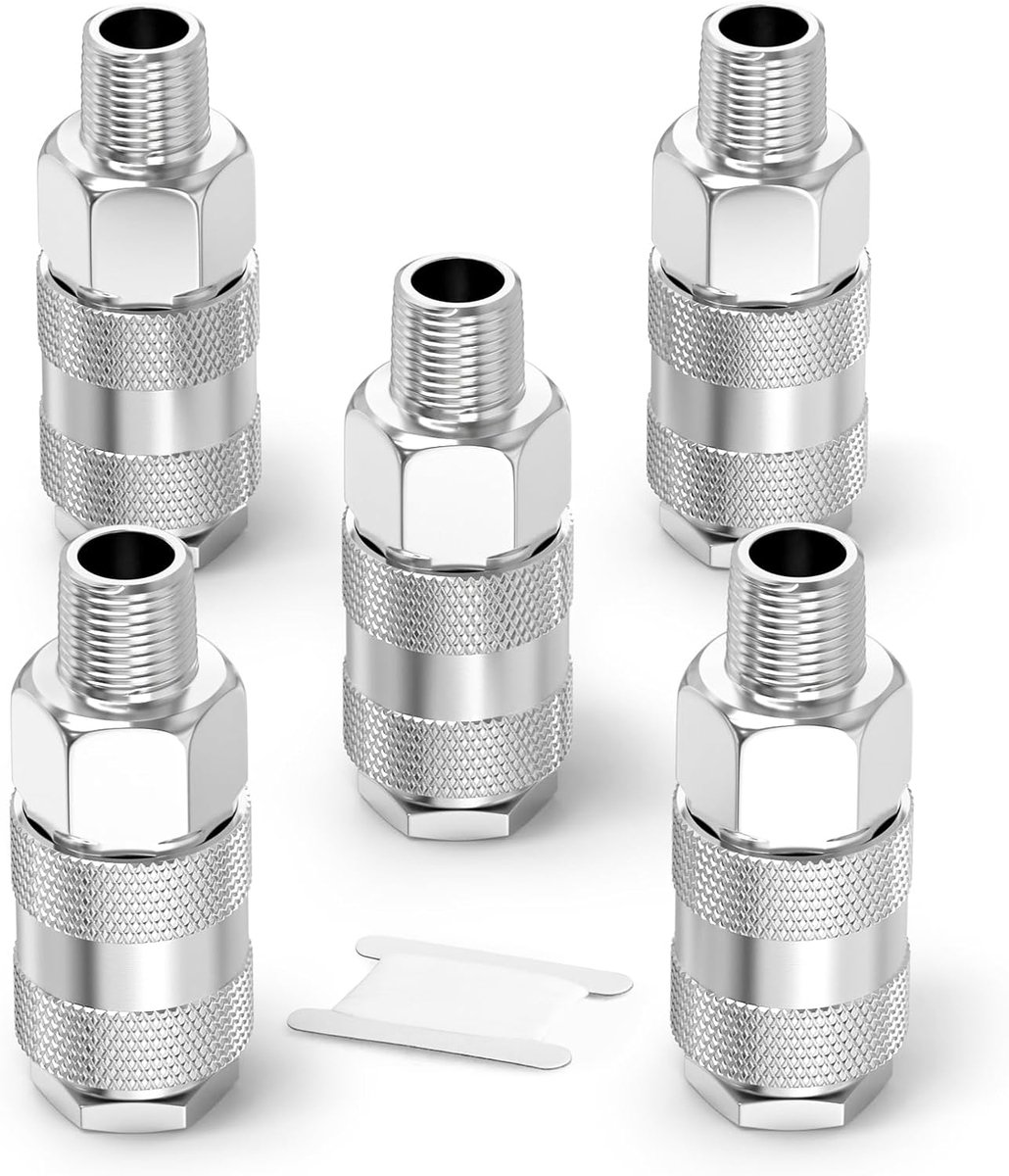 SnelShoppen - 5x 3/8" BSP Mannelijke Lucht Slang Fittingen, Snelle Koppelingen, Industrieel, Pneumatische Compressor Reparatie Kit, Corrosiebestendig,