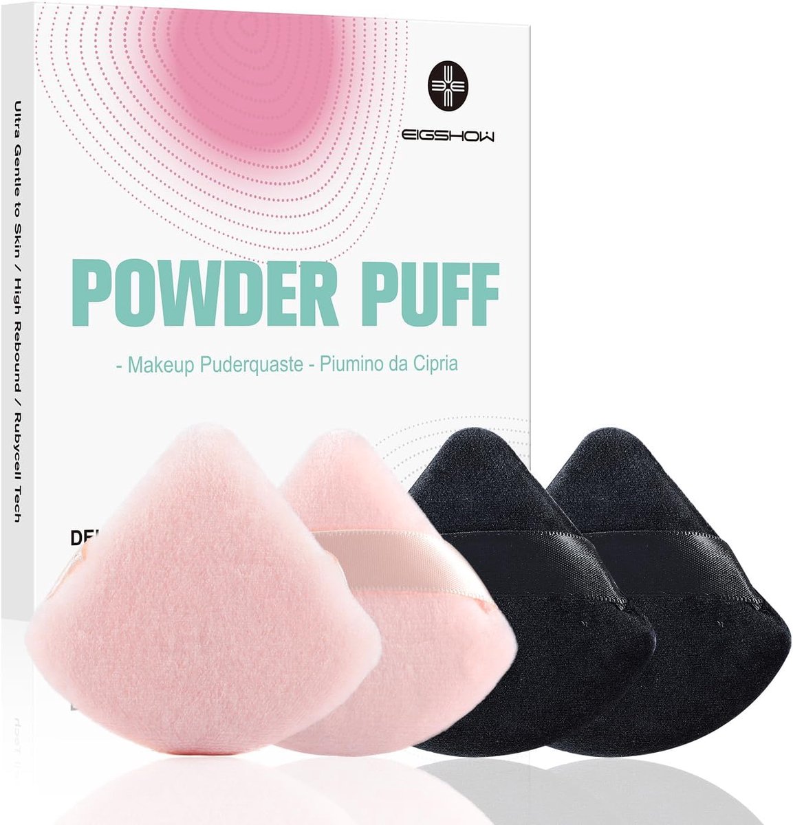 SnelShoppen - Triangular Makeup Powder Brushes Set - Zachte Poederkwasten en Facial Sponge - Ideaal voor Baking Powder en Blush - 4 Stuks in Zwart en