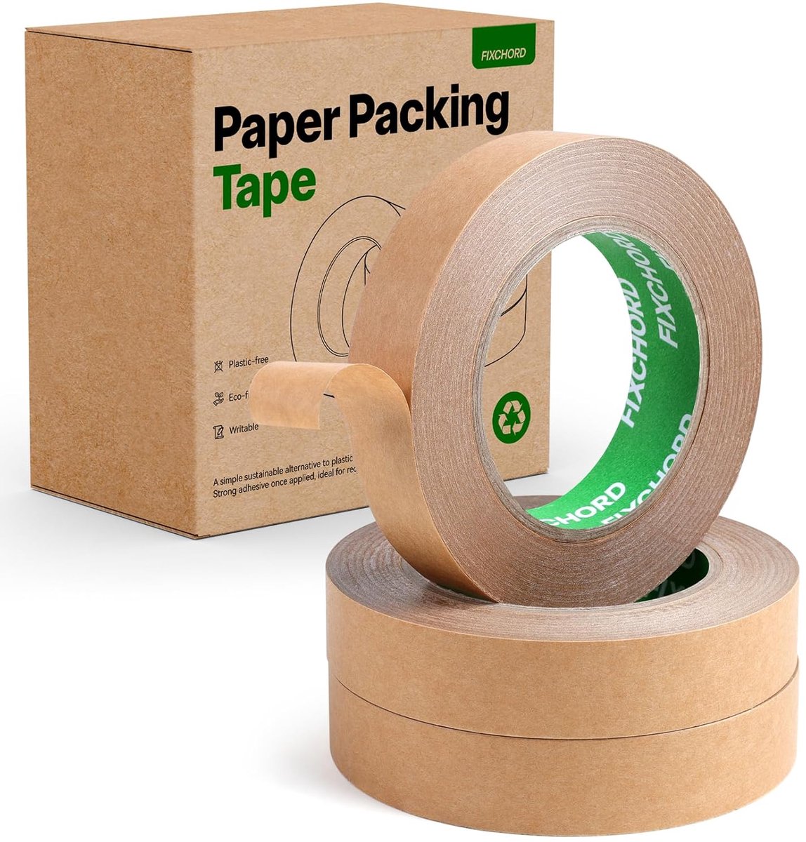SnelShoppen - Eco-vriendelijk Papier Verpakkingstape 24mm x 50m | Duurzaam & Recyclebaar | Schrijfbaar & Waterbestendig | Kraft Papier Plakband voor P