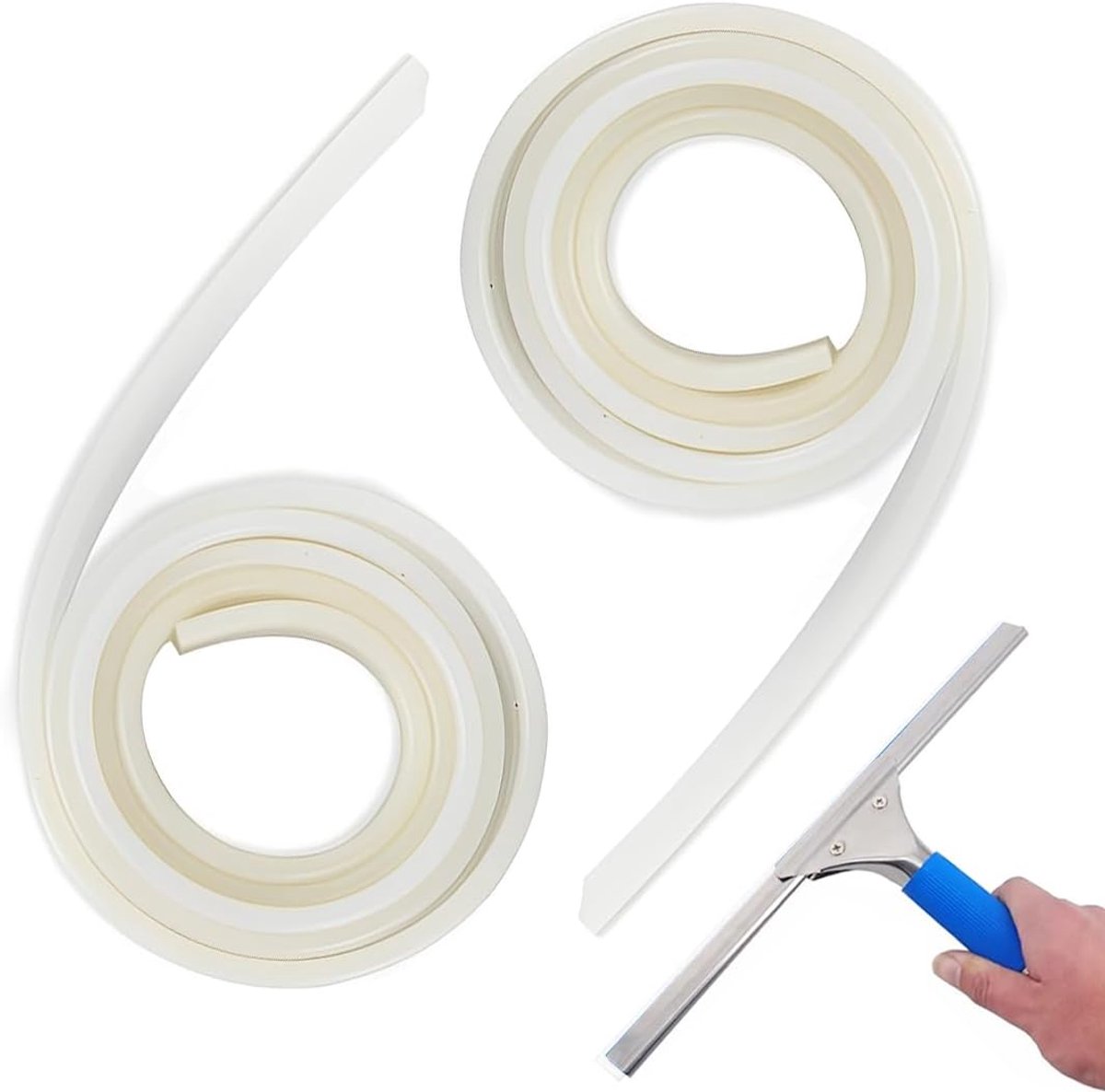 SnelShoppen - Vervangend Rubber voor Ruitenwissers en Raamreinigers, 2 Stuks, 105cm, Makkelijk te Snijden, Duurzaam Silicoon, Perfect voor Badkamer en