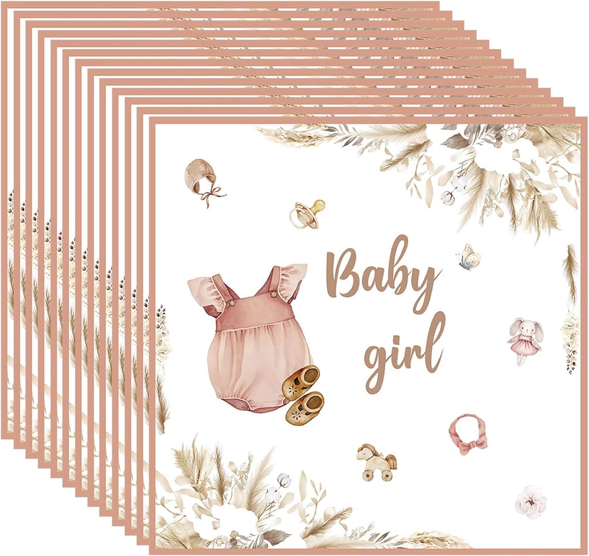 SnelShoppen - 20 Stuks Roze Baby Meisje Feest Servetten 6.5" Tafelgerei voor Babyshower en Verjaardagsfeest, Elegante Tafeldecoraties
