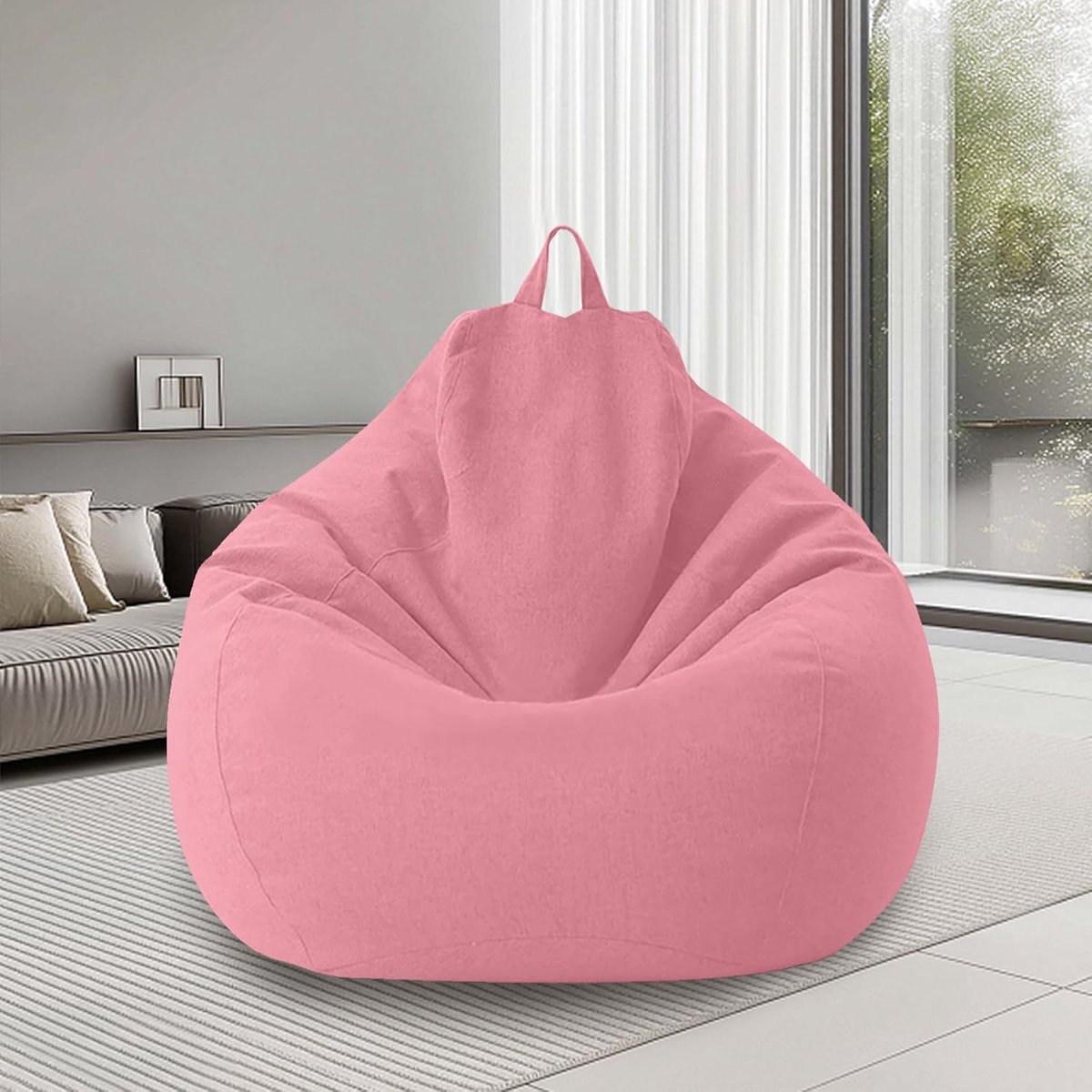 SnelShoppen - XL Bean Bag Buiten Binnen - Gaming Bean Bag Kussen 100 x 120 cm - Roze - Duurzaam en Ademend Materiaal - Perfect voor Feesten, Camping,