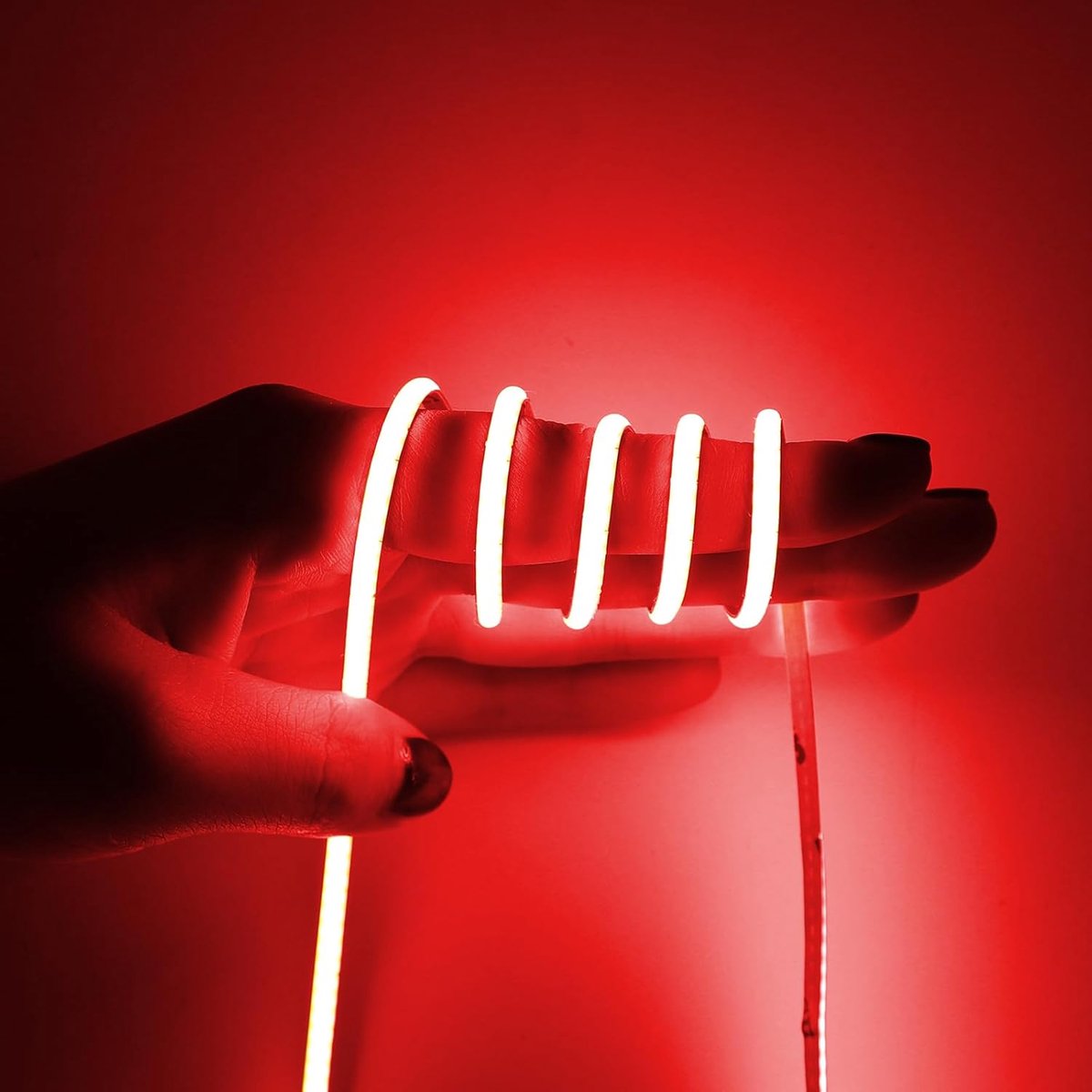 SnelShoppen - Ultra Dunne COB LED Strip 5mm 10W/m Dimbaar en Afkappbaar voor Keuken, Slaapkamer, Woonkamer Decoratie - Rood 24V 3mm