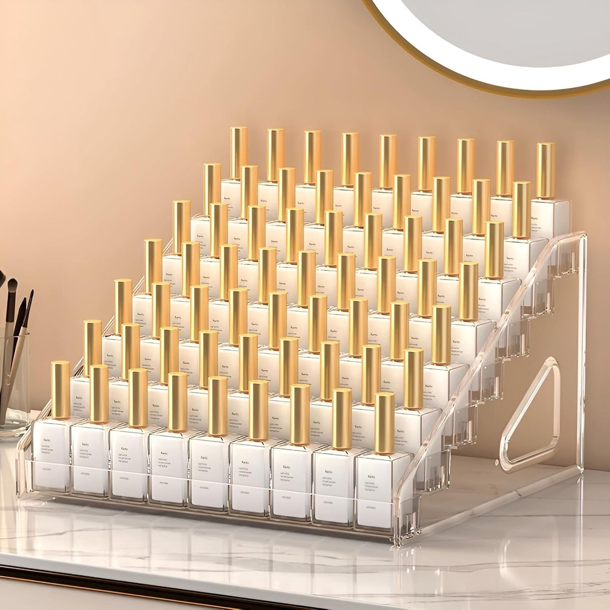 SnelShoppen - Acryl Nagellack Organizer met 7 Schakken - Transparante Opbergruimte voor Tot 70 Flessen - Ideaal voor Nagellak, Lippenstiften, Parfums
