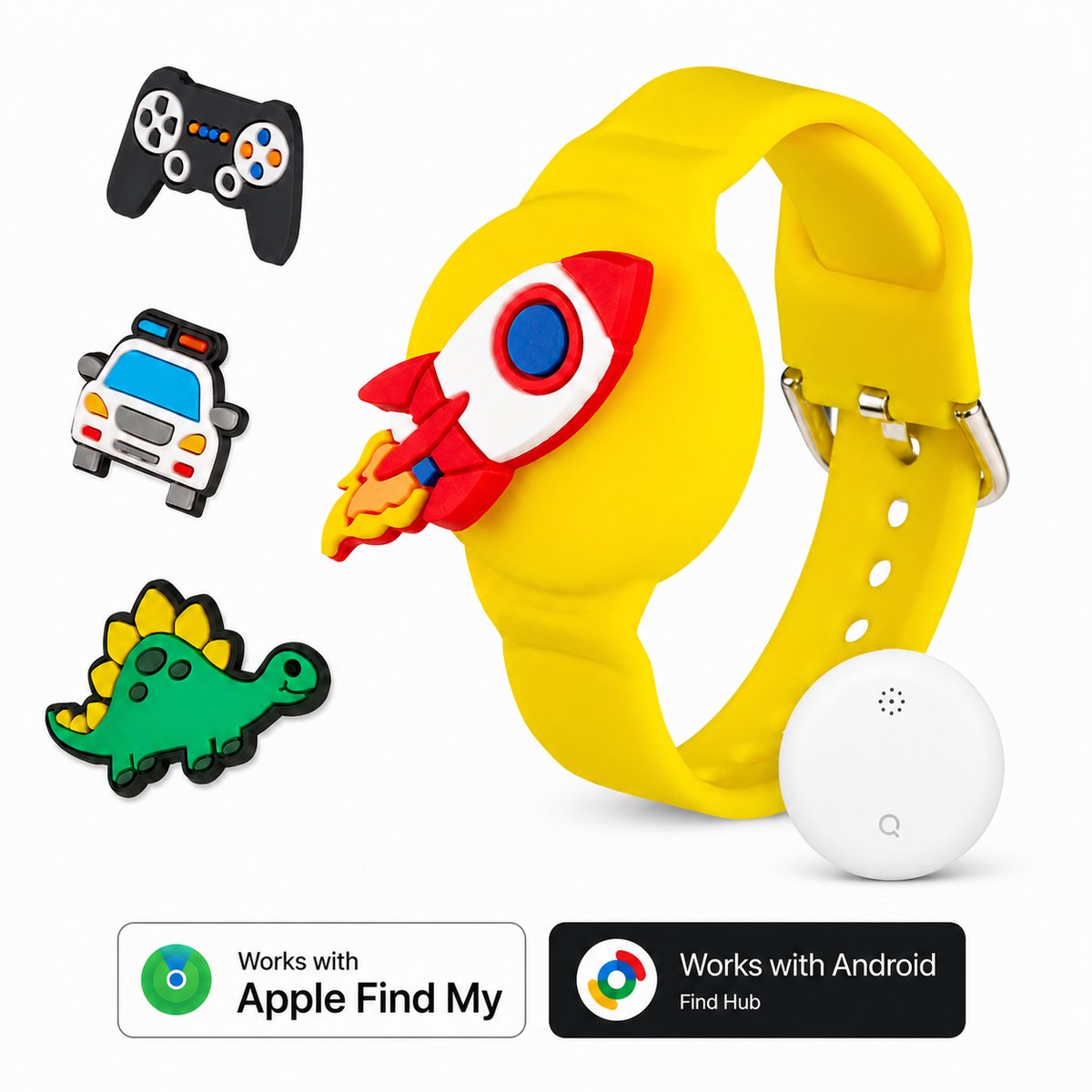 Kinderhorloge - gps armband – werkt met Apple Find My - Kinderhorloge met gps - Bluetooth Tracker – Kinderhorloge jongen - Kinderhorloge meisje - Waterdicht – Inclusief tracker - Met geluidssignaal