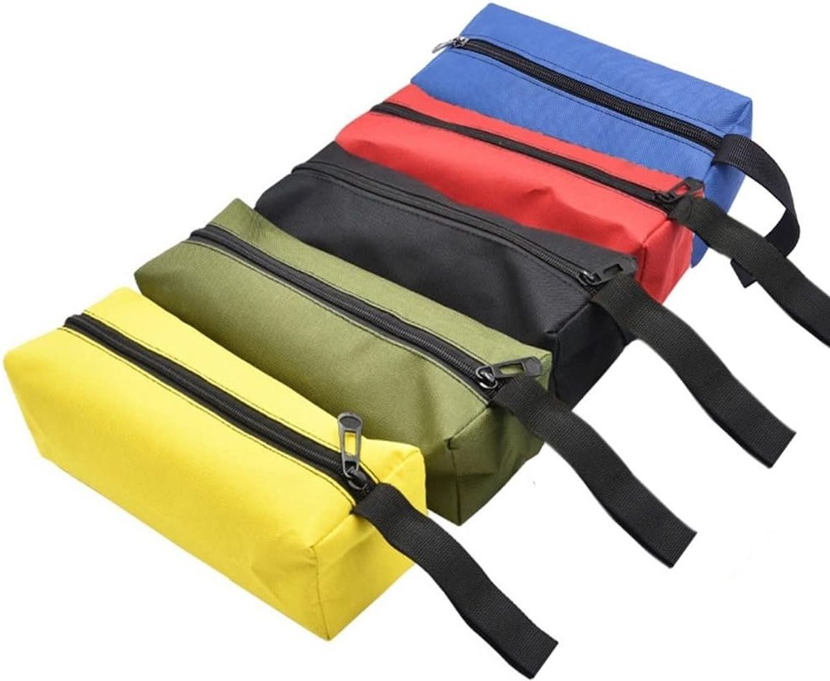 Mini Gereedschapszak met 5 Stuks, Waterdichte Canvas Tas voor Handgereedschap, Ideaal voor Schroevendraaiers en Bouten, Handige Opbergoplossing