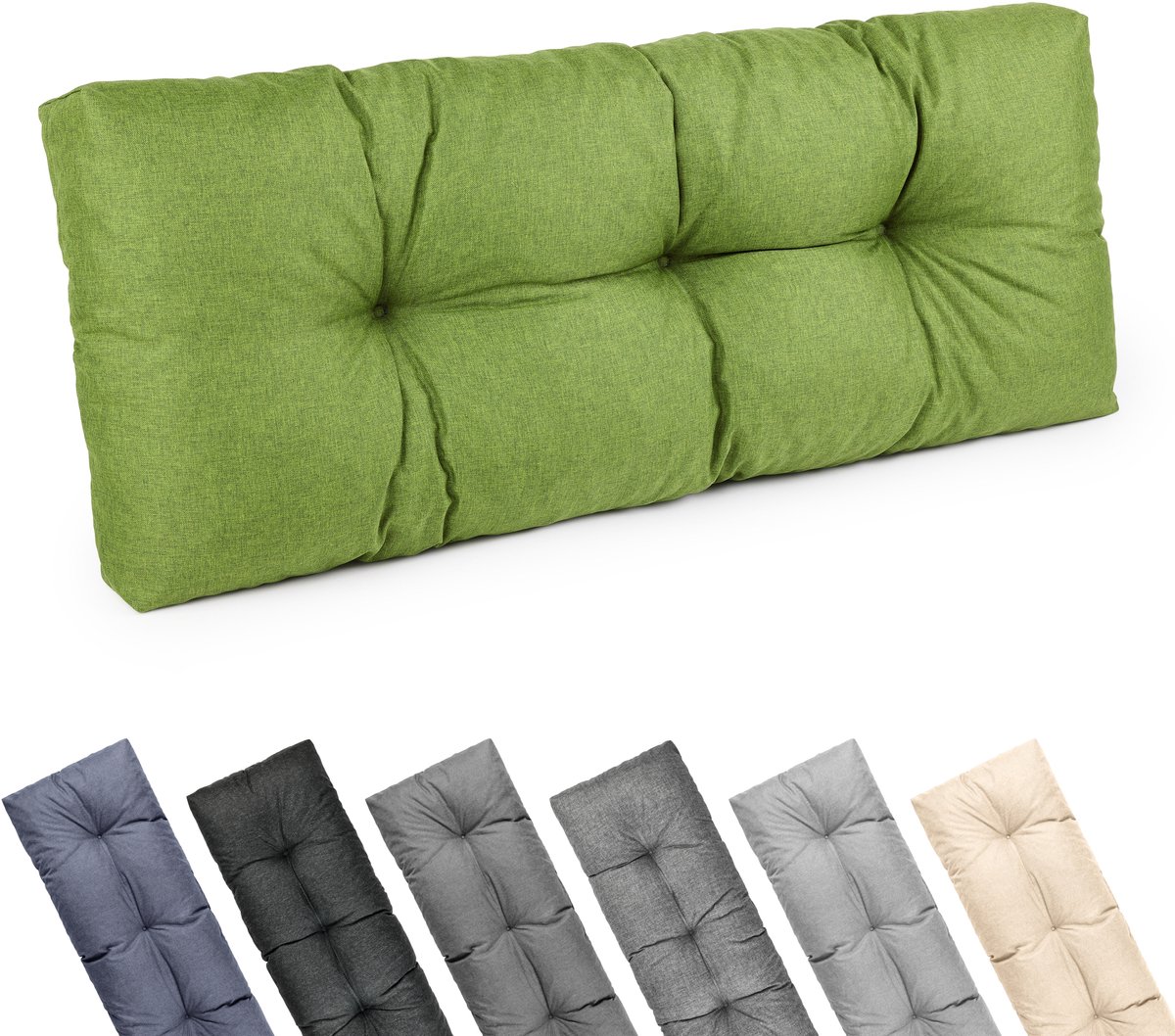 Garronda Rugkussen 120x45 cm 12 cm Waterafstotend UV- en Waterbestendig voor Palletbank GD-0252 Groen