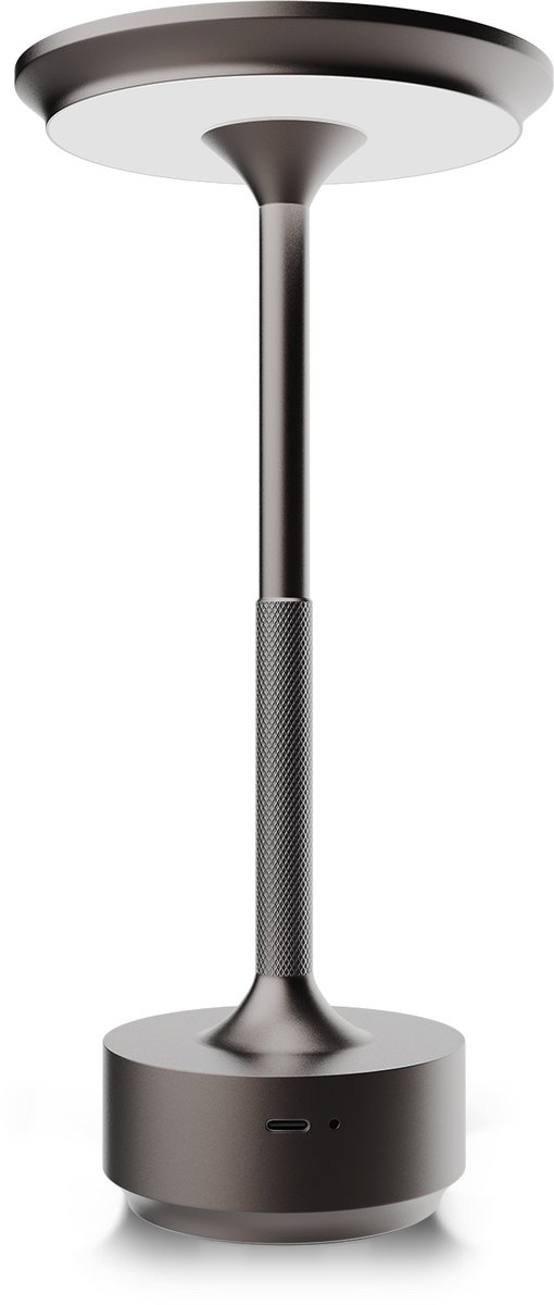 LED Tafellamp Dimbaar Oplaadbaar van MMOBIEL – Draadloze Metalen Ronde Tafellamp met Touchbediening, 3 Lichtkleuren, USB-C, 5200mAh Accu voor Binnen & Buiten, Slaapkamer, Restaurant, Patio – Bruin