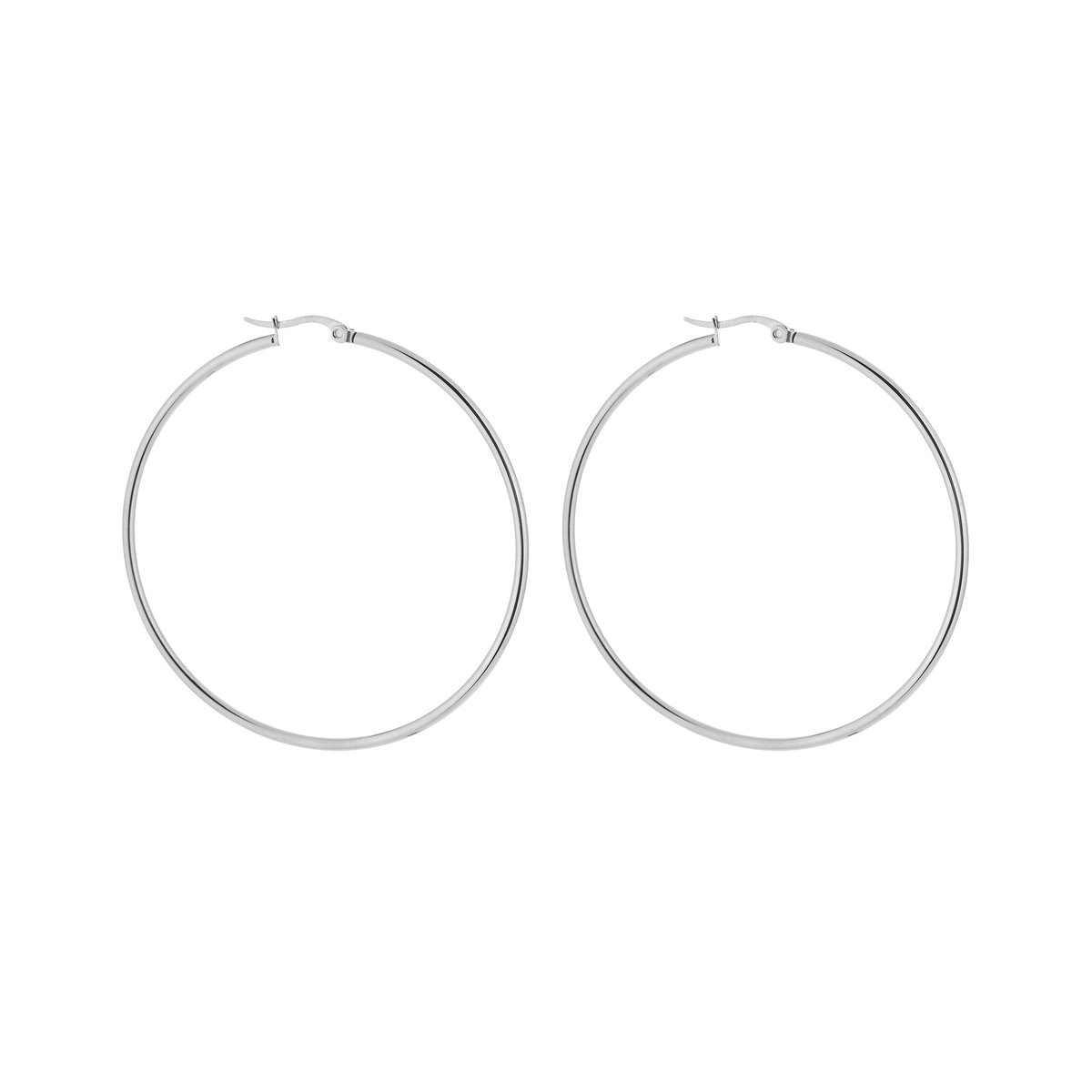 Stainless Steel Klassieke XL Basic Hoops (60mm) – Grote & Elegante Oorringen – RVS - Zilver