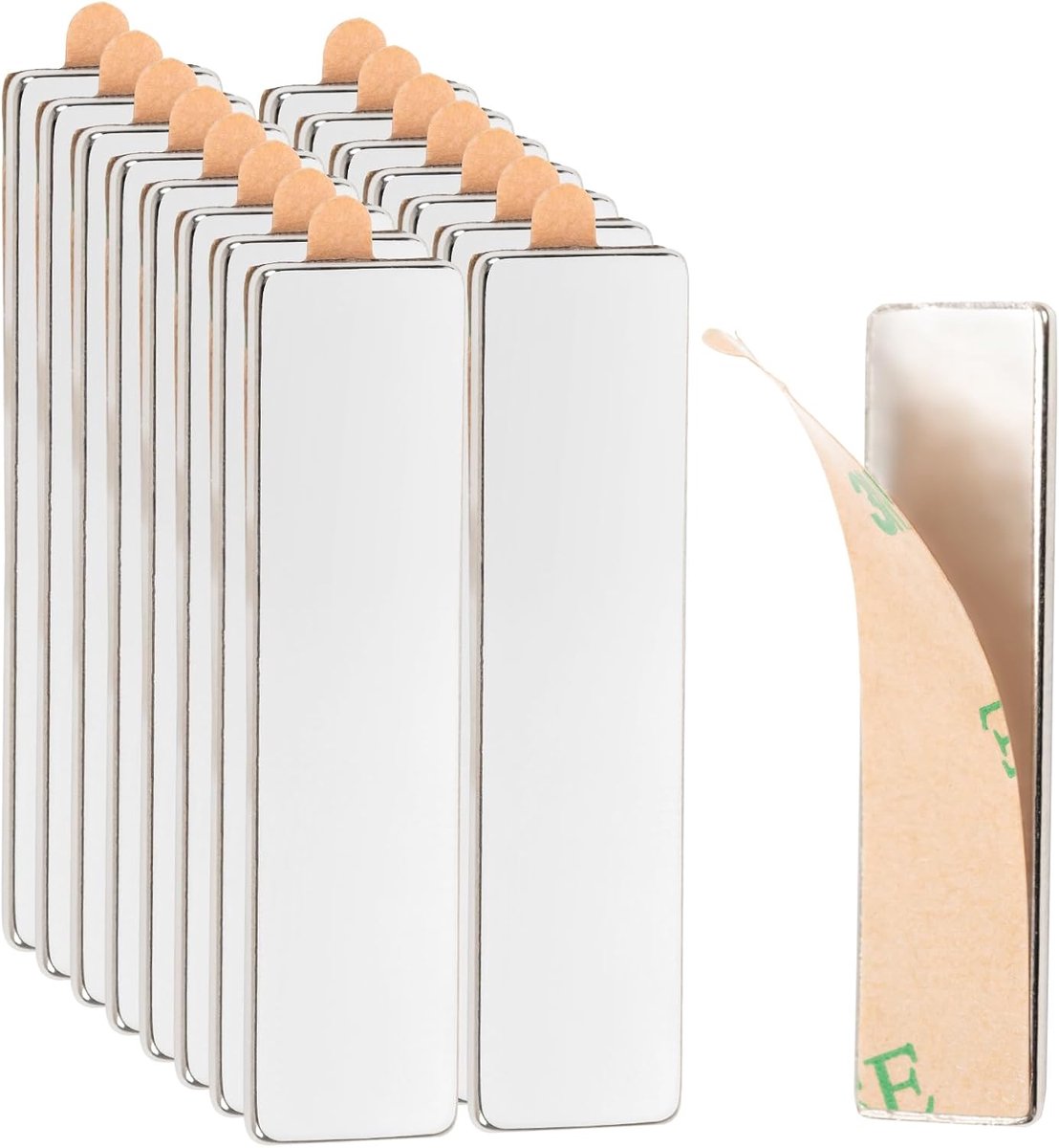 SnelShoppen - Pack van 15 Neodymium Magneten 40x10x1mm, Zelfklevende Plakmagneten voor Witbord, Koelkast, Foto's, Magnetische Strip en Creatief Werk