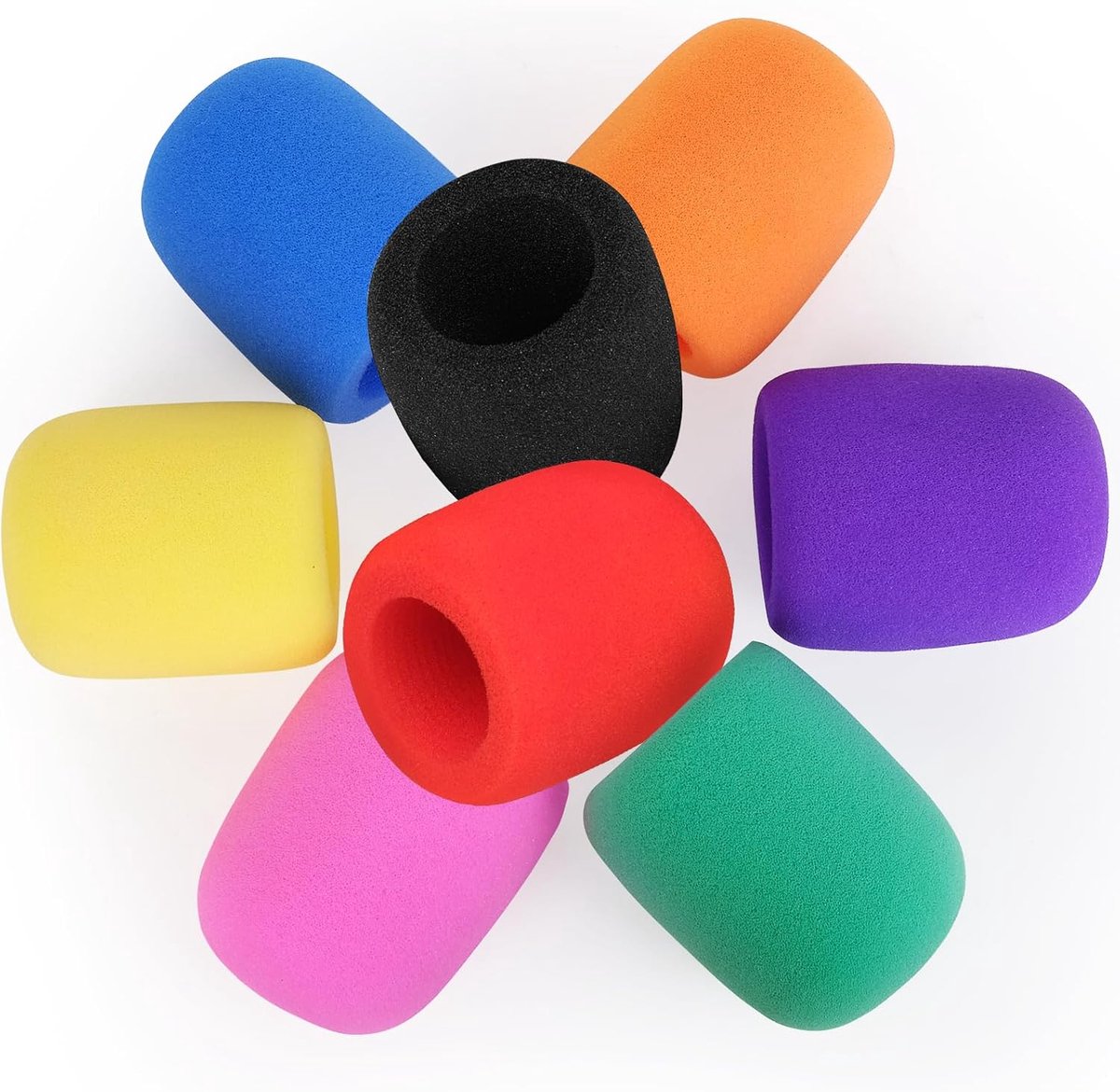 SnelShoppen - Kleurrijke Microfoon Windscherm Set van 8 Stuks - Dikke Schuim Cover voor Handheld Microfoons - Bescherming tegen Wind en Geluid - 2.9 x