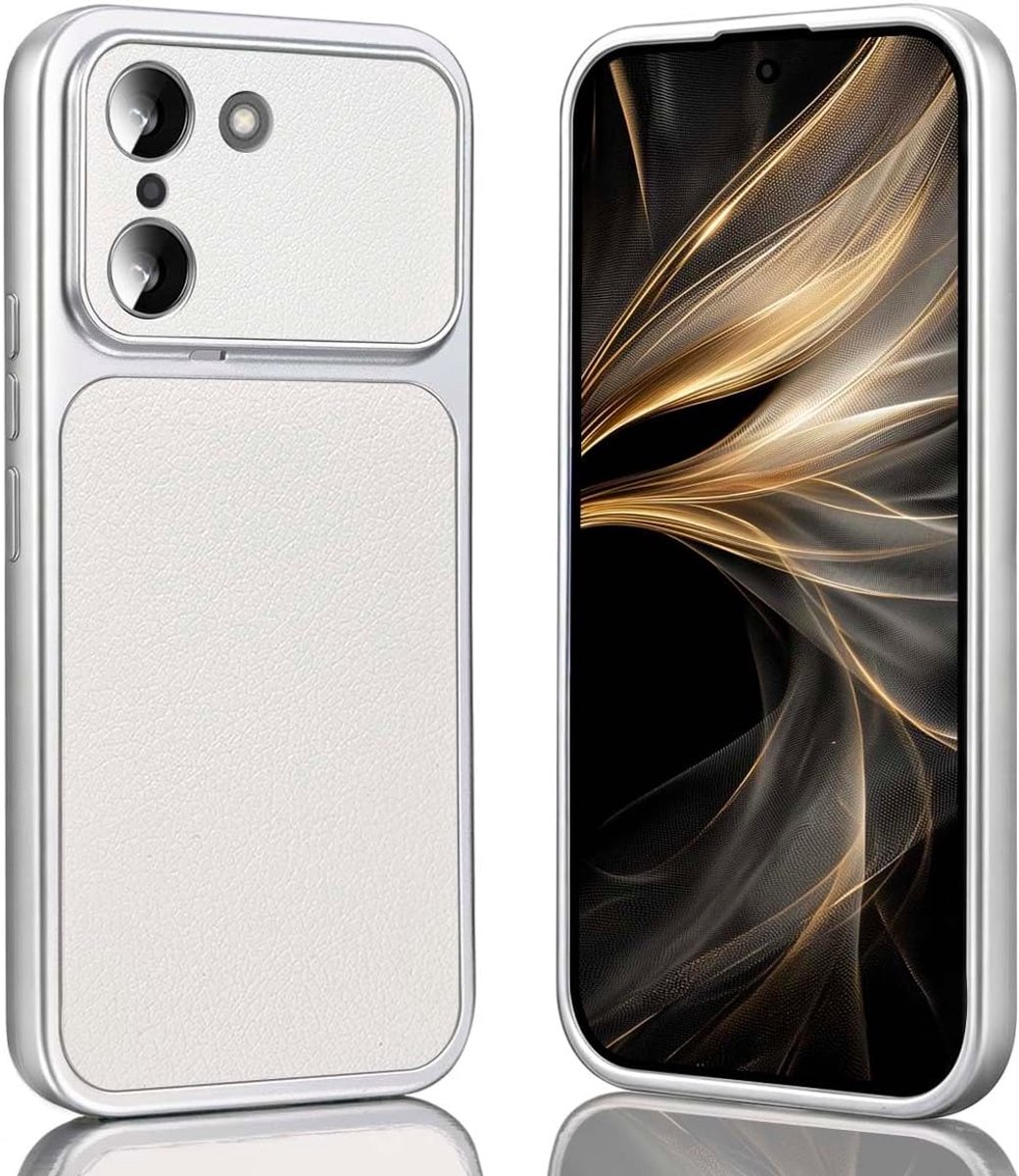SnelShoppen - Hoesje voor One Plus Nord CE5 5G/Ace 5 Racing - Premium Lamsleer PU Leder - Anti-Vingerafdruk - Schokbestendige Beschermhoes - Wit met C