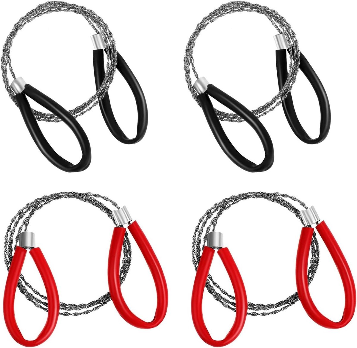 Stalen Kabelzaag Set van 4 Stuks, 80 cm Handzaag met Lussen, Compact en Handig voor Kamperen, Tuinieren en Buitenactiviteiten